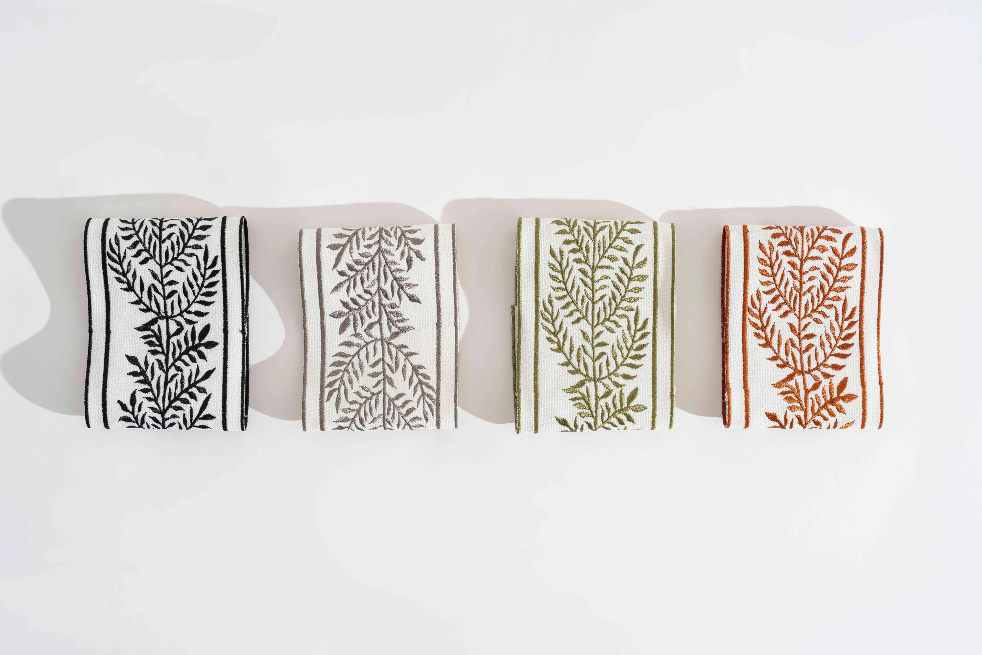 Border Embroidered Linen Curtains – Grommet Top Custom Drapery Panels | Luxury Linen Window Treatments for Living Room & Bedroom