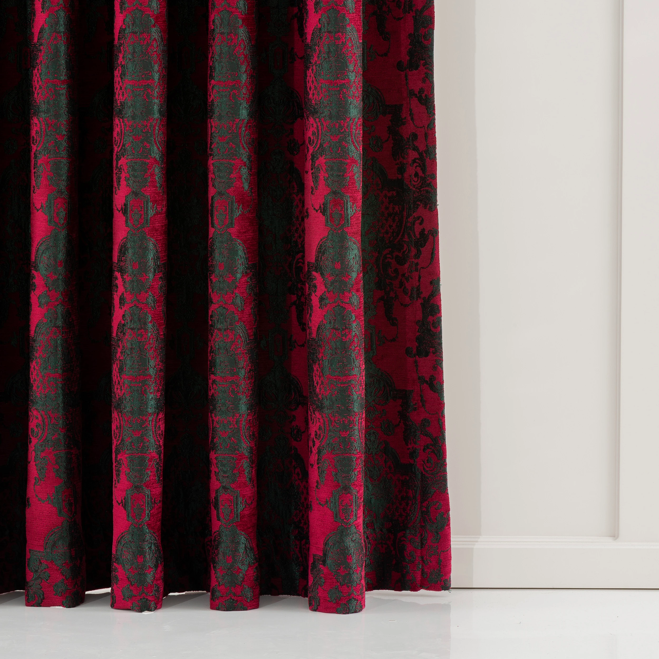 Victorian Damask Luxury Velvet Curtains 4 Colors, Custom Size Gothic Velvet Drapes For Living Room And Bedroom Curtain