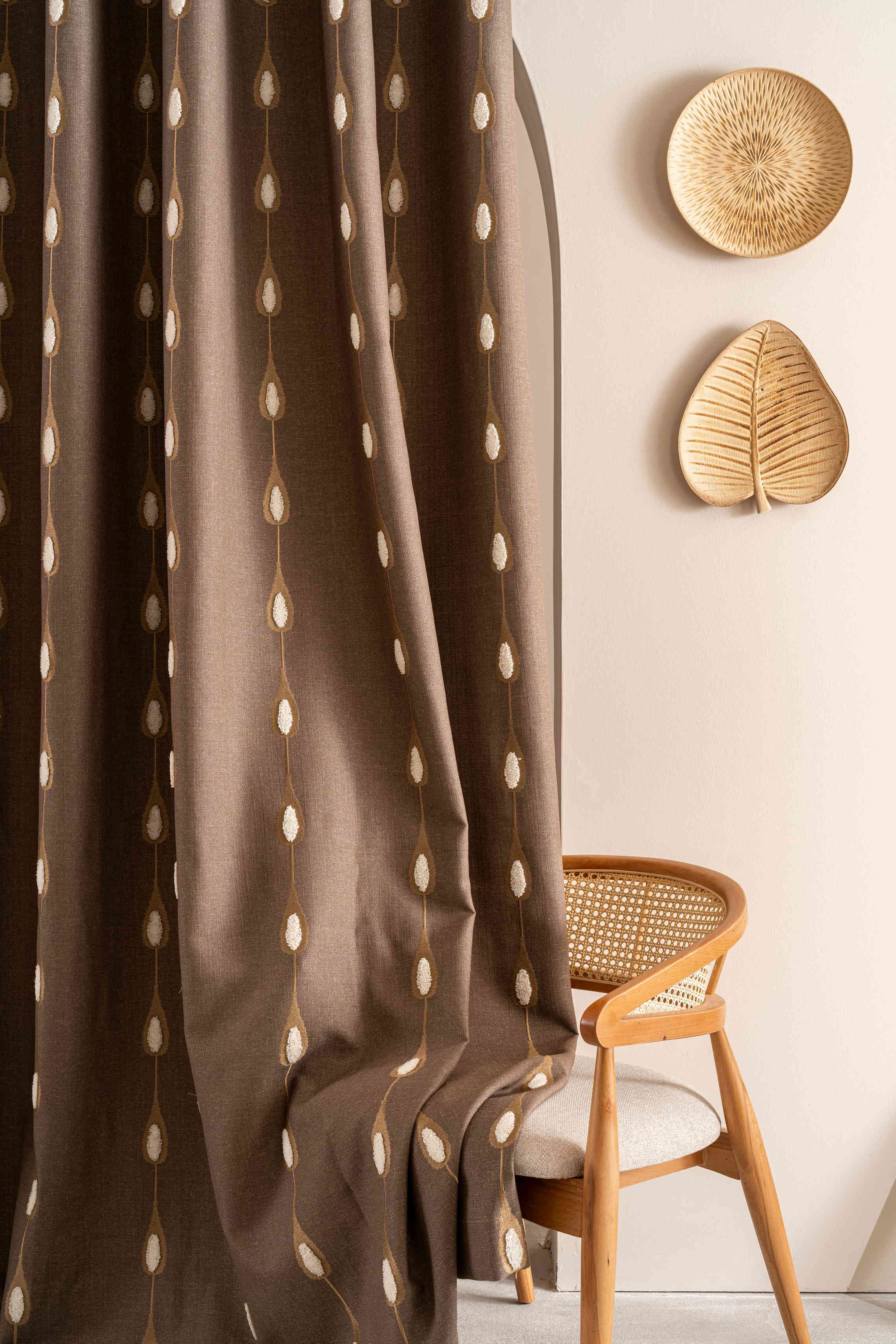 Embroidered Linen Curtains – 2 Colors, Custom Patterned Drapes for Living Room & Bedroom