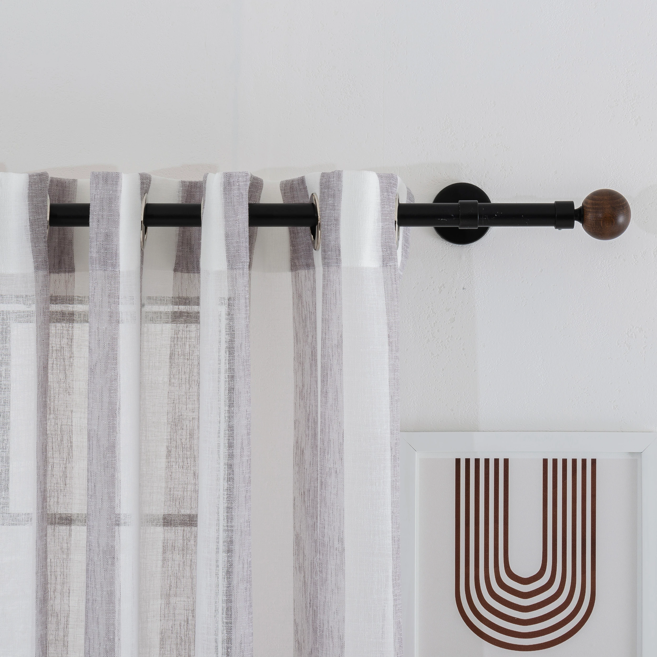 Striped Custom Linen Curtains – 6 Colors | Back Tab & Hook & Ring Drapery Panels for Modern Living Room Decor