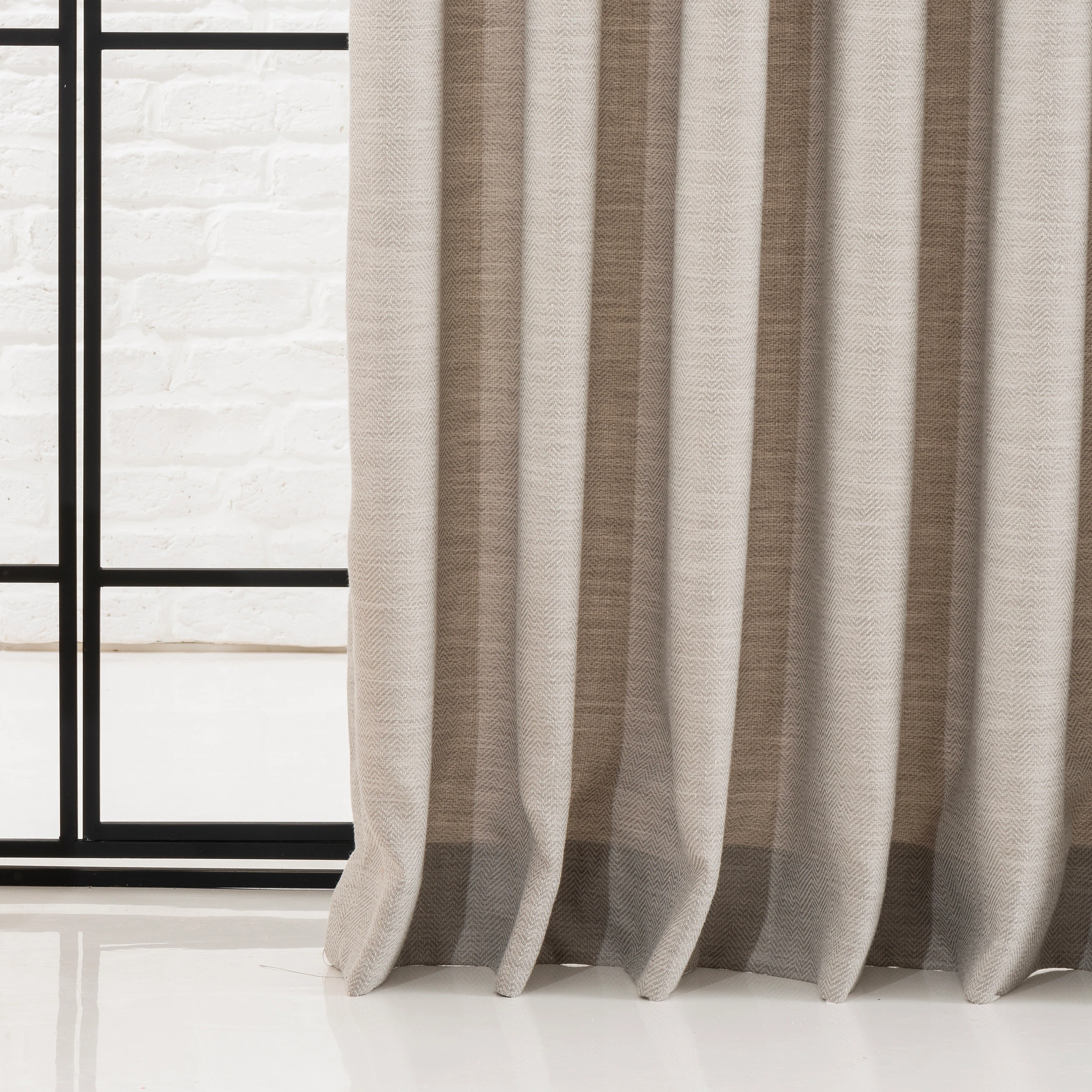 Herringbone Cotton Curtains – Extra Wide Linen-Look Drapery Panels | Custom Size Window Treatments for Modern Home Decor