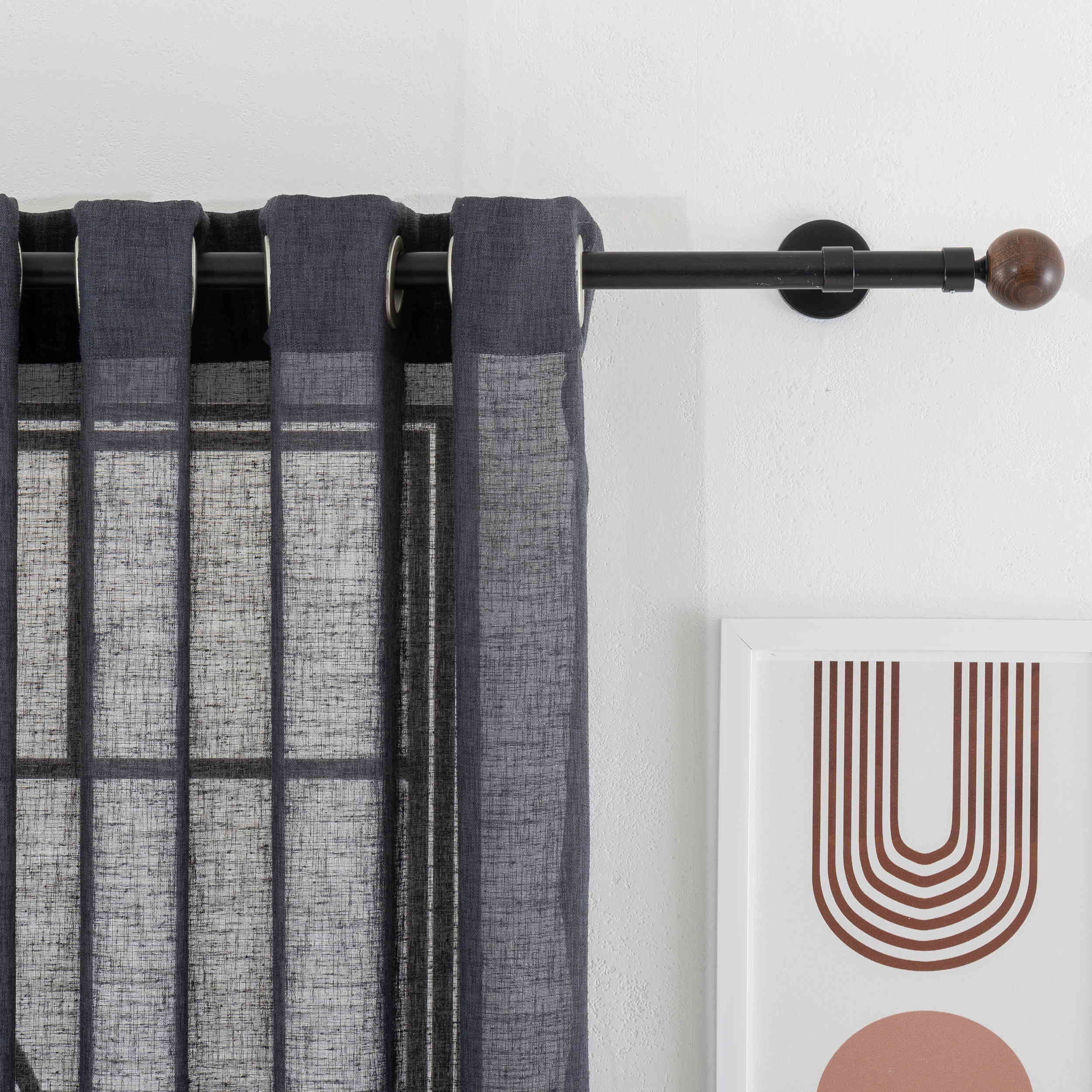 Dark Color Linen Sheer Curtains, 5 Colors. Rod Pocket, Back Tab, Grommet Voile Curtain Panels. Semi Sheer Drapes Living room and Bedroom Sheer Curtains.