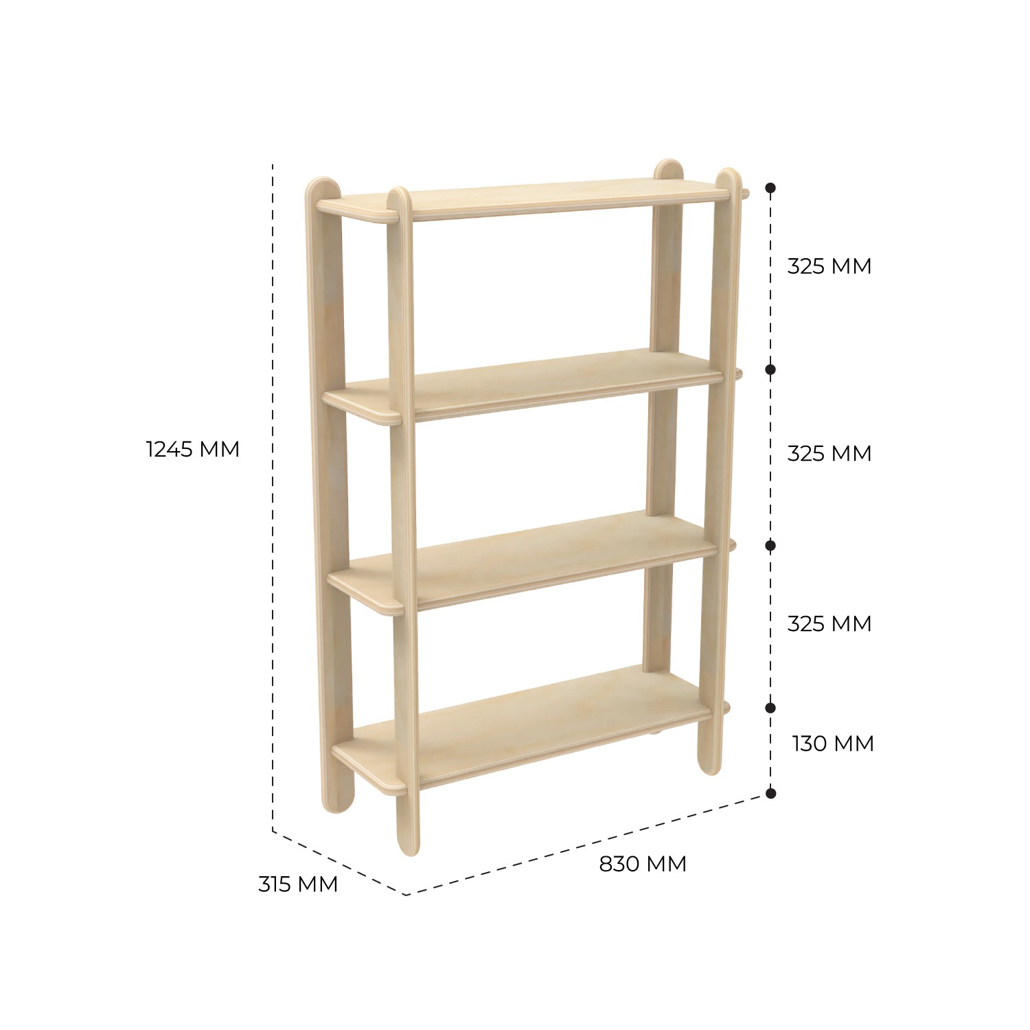 LEYA 4 Raflı Kontrplak Kitaplık 80 CM