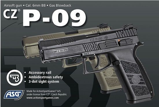 ASG CZ75 P09 Duty Blowback Airsoft Tabanca, Çöl Greengas