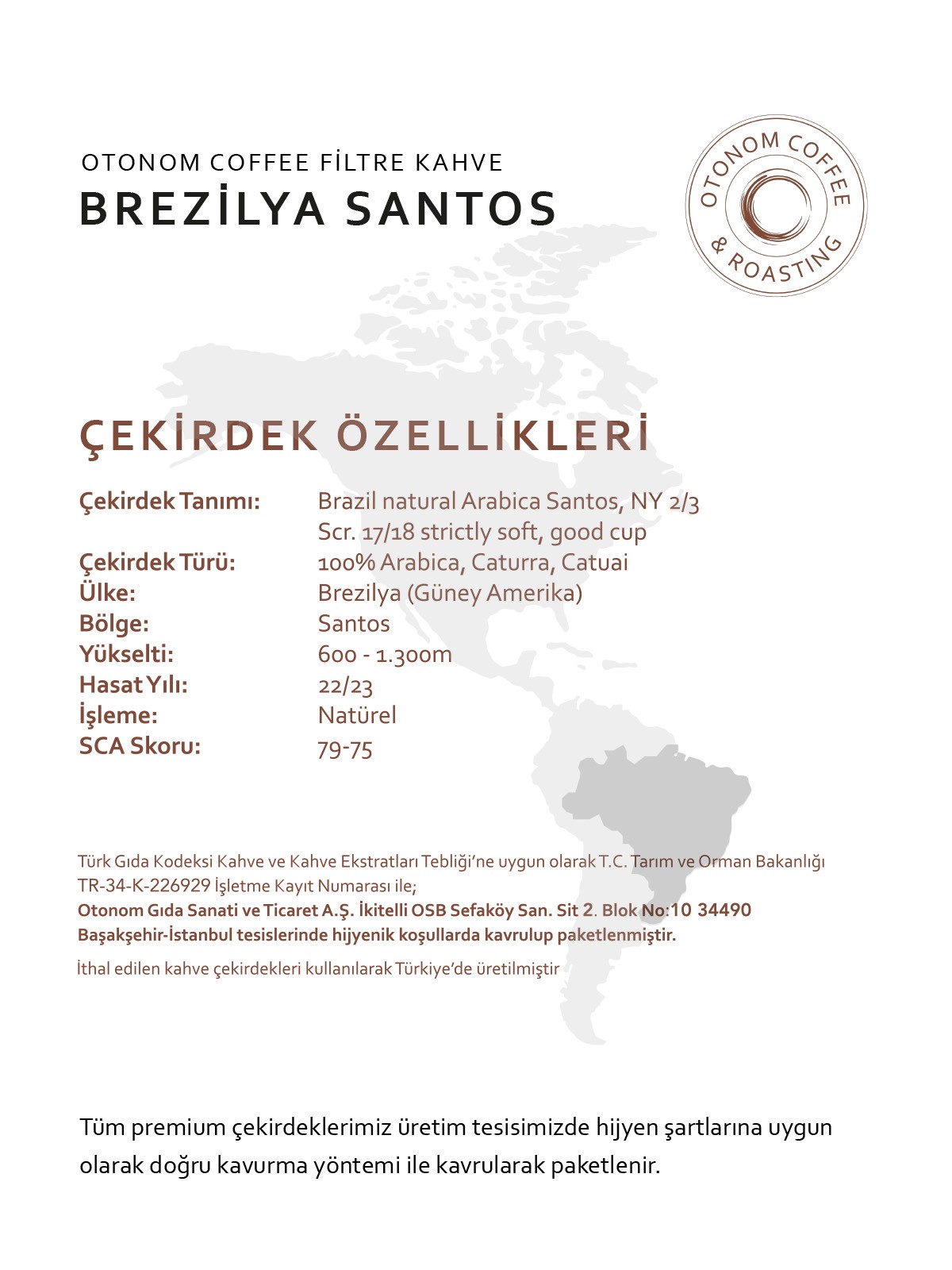 Brezilya Santos Filtre Kahve 250 gr