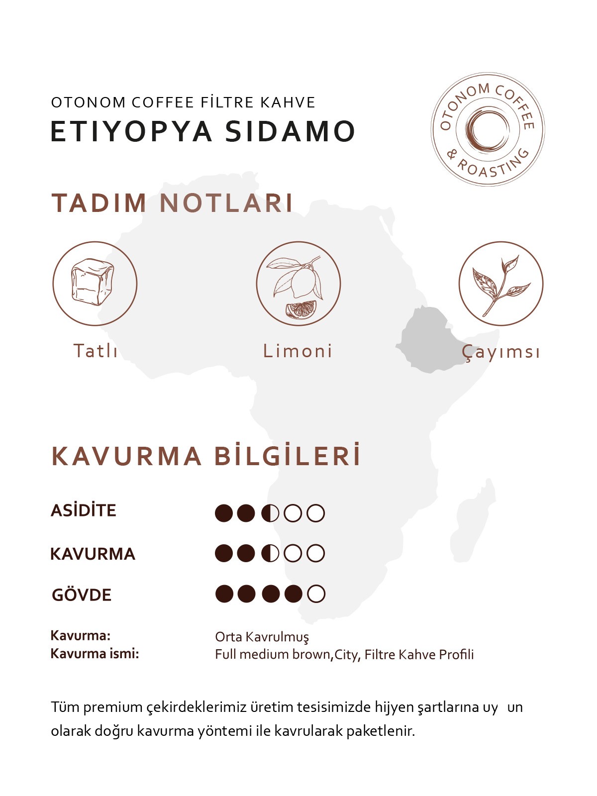 Etiyopya Sidamo Filtre Kahve 1 kg Çekirdek