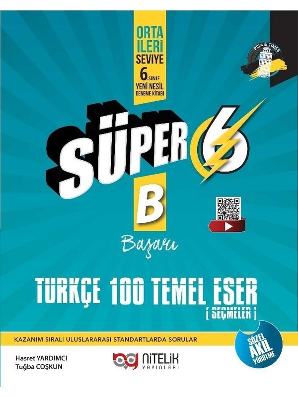 Nitelik Yayınları Süper 6. Sınıf Türkçe 100 Temel Eser Yeni Nesil Soru Kitabı