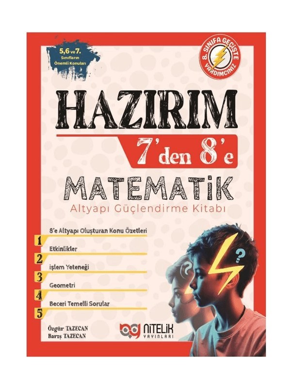 Nitelik Yayınları Hazırım 7'den 8'e Matematik Alt Yapı Güçlendirme Kitabı