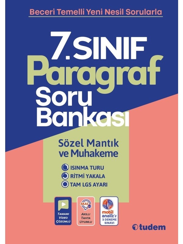 Tudem Yayınları 7.sınıf Paragraf Soru Bankası