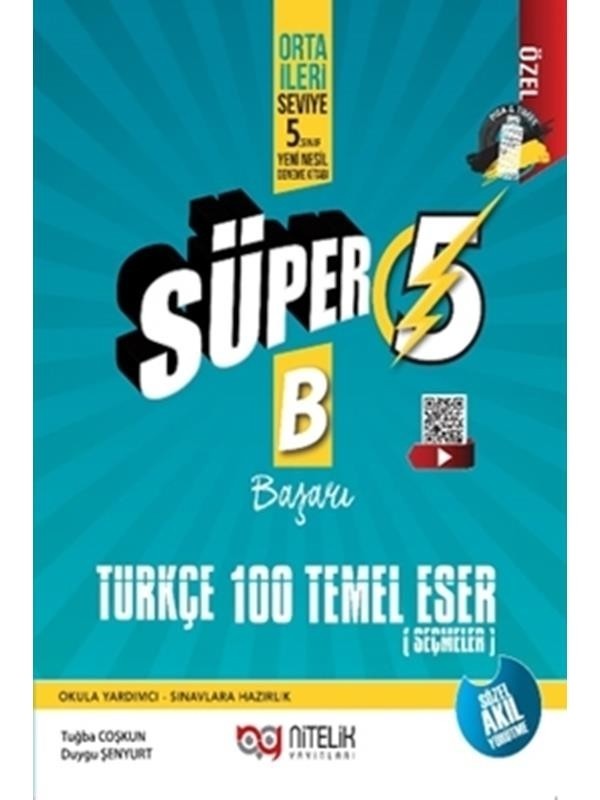 Nitelik Yayınları 5. Sınıf Yeni Nesil Süper Türkçe 100 Temel Eser (B)