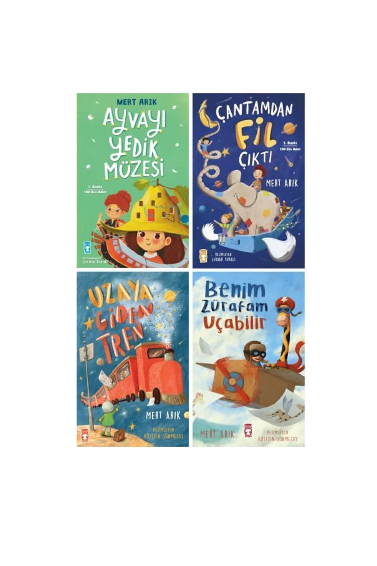 Mert Arık 4 Kitap Set-Ayvayı Yedik Müzesi-Çantamdan Fil Çıktı-Benim Zürafam Uçabilir-Uzaya Gide Tren