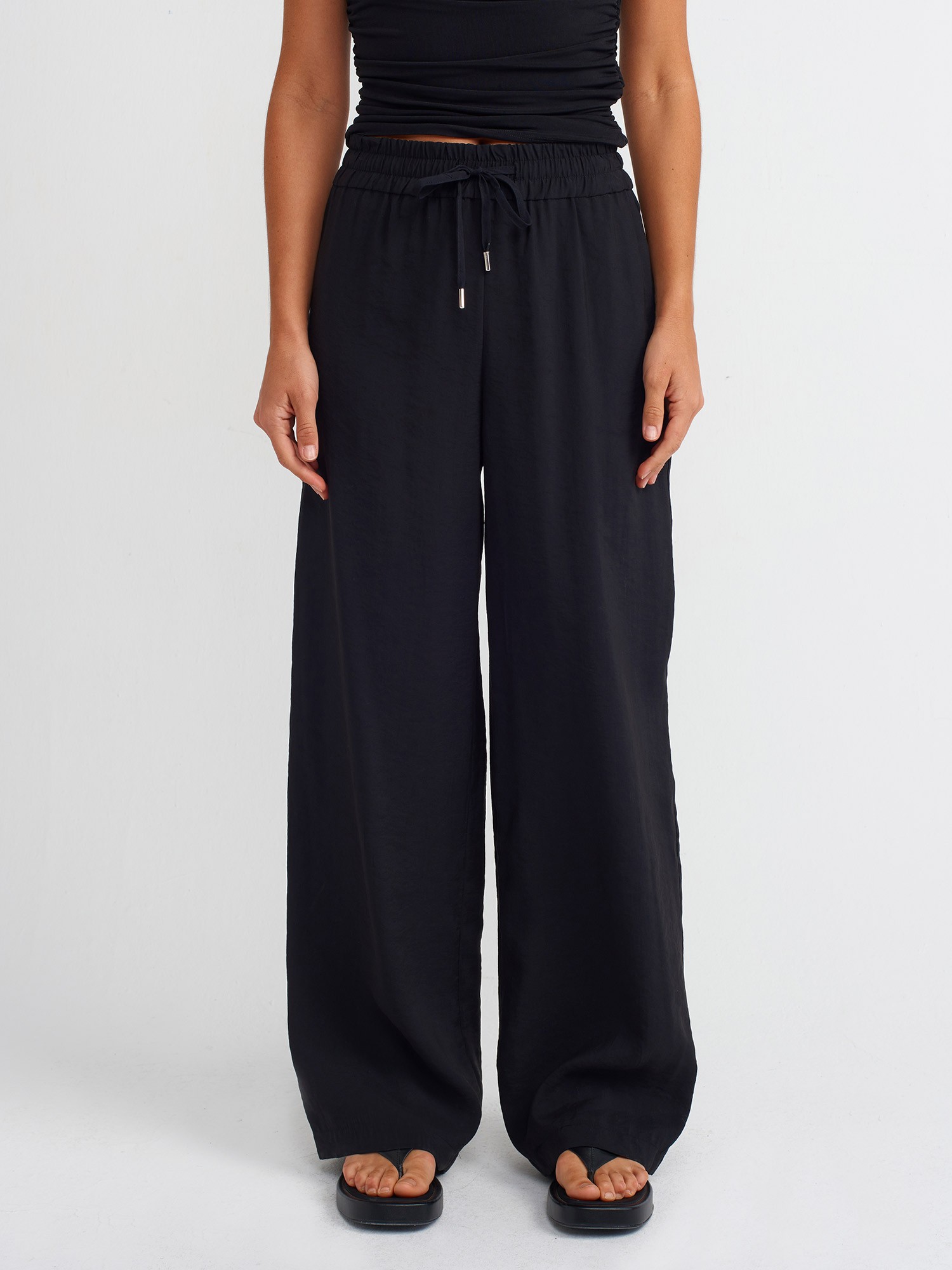 Elastic Waist Full Length Trousers