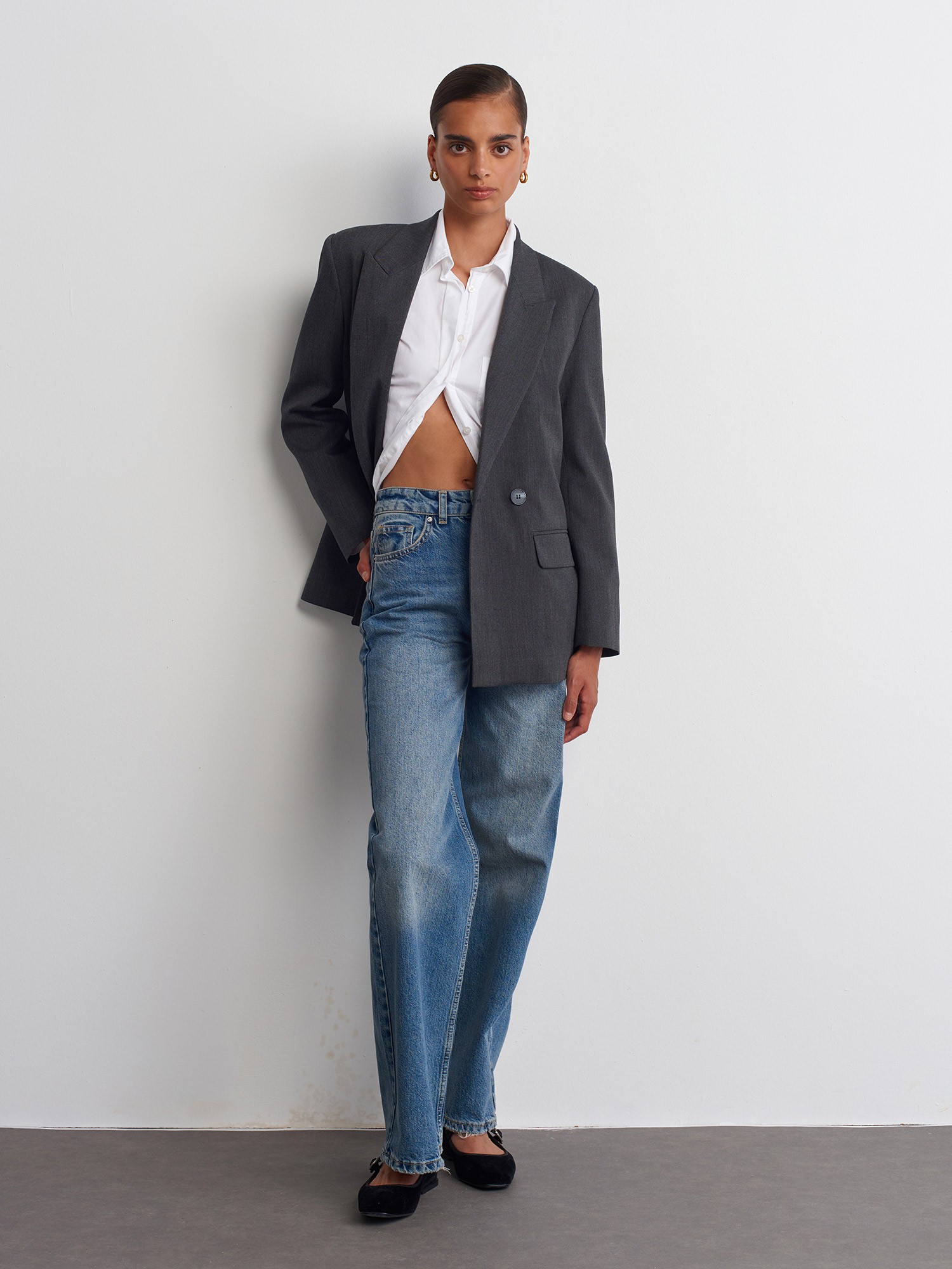 Wide Leg Denim Trousers