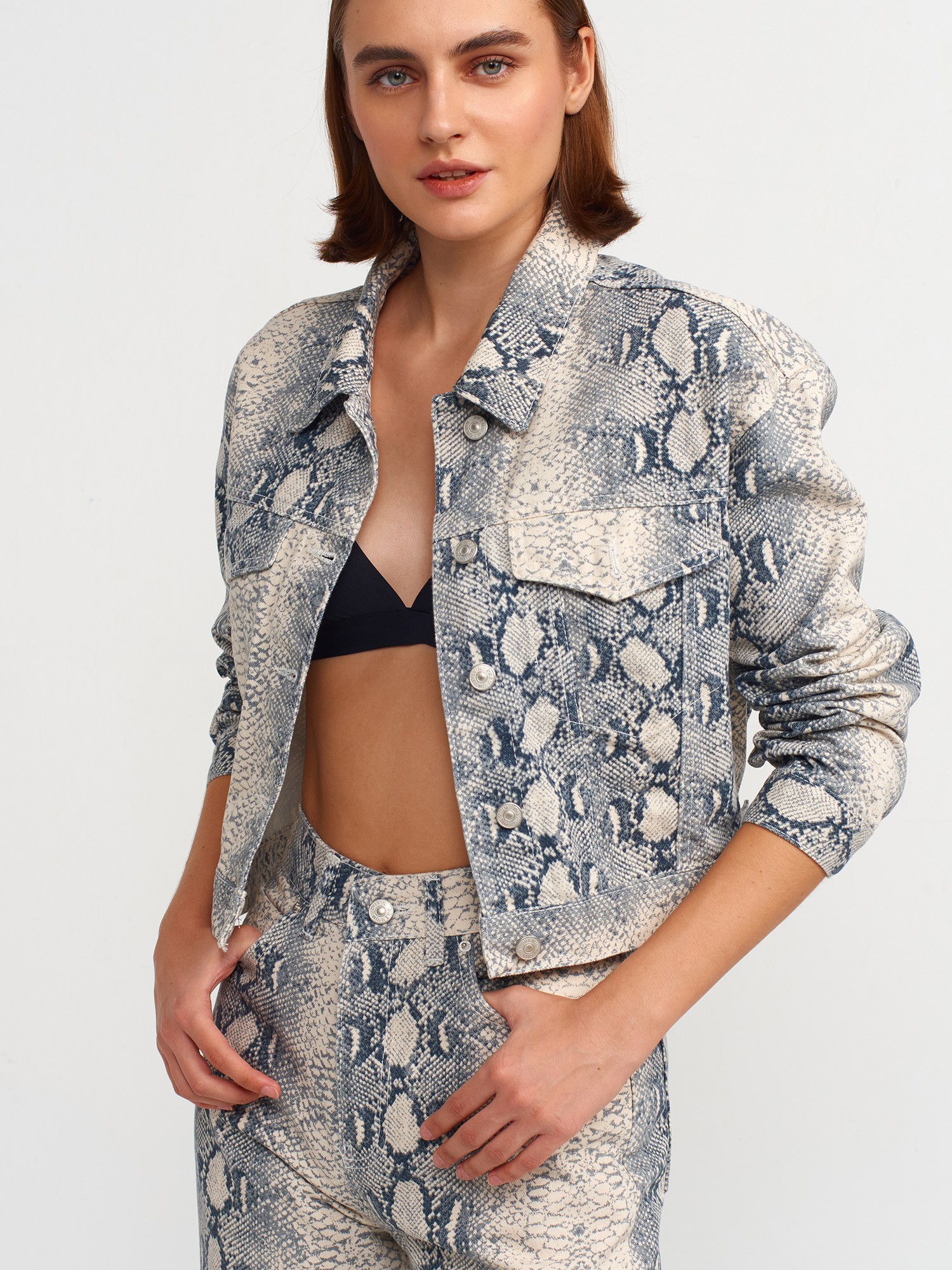 Snake Pattern Denim Jacket