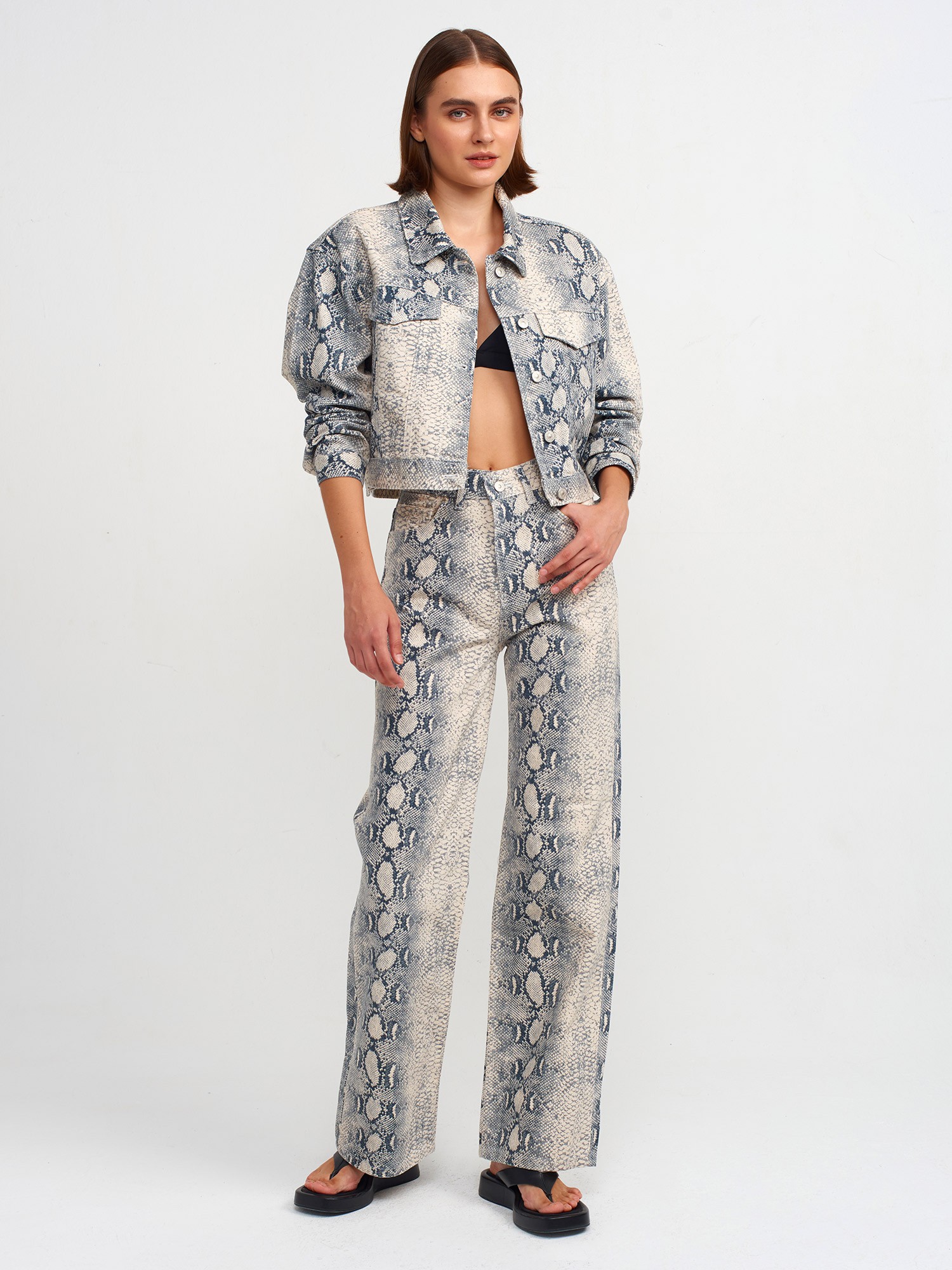 Snake pattern jacket&pants set