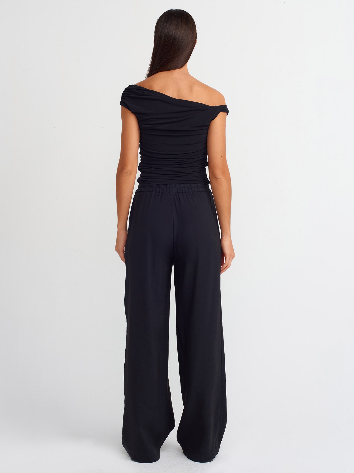 Elastic Waist Full Length Trousers