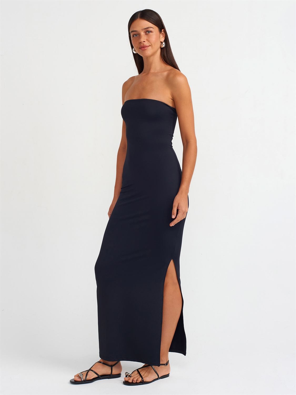 Strapless Midi Dress - Black