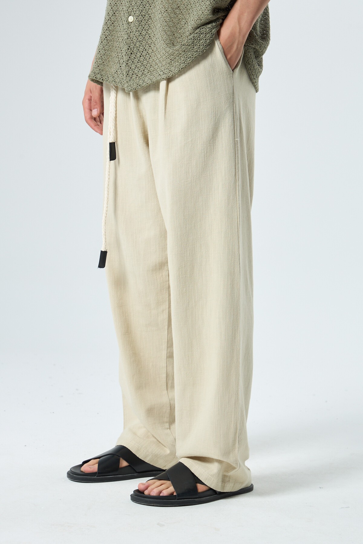 Belt Detailed Linen Trousers