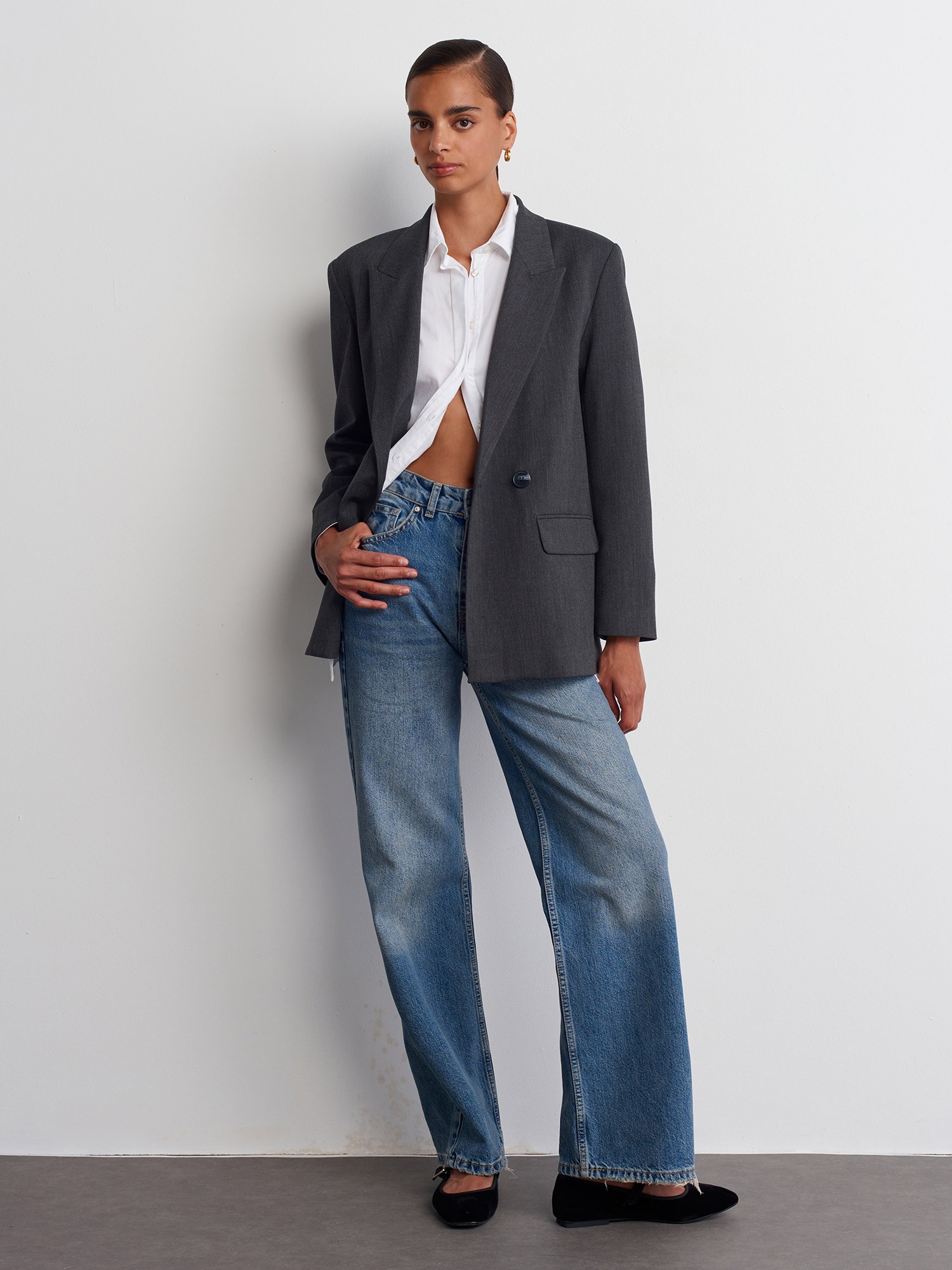 Wide Leg Denim Trousers