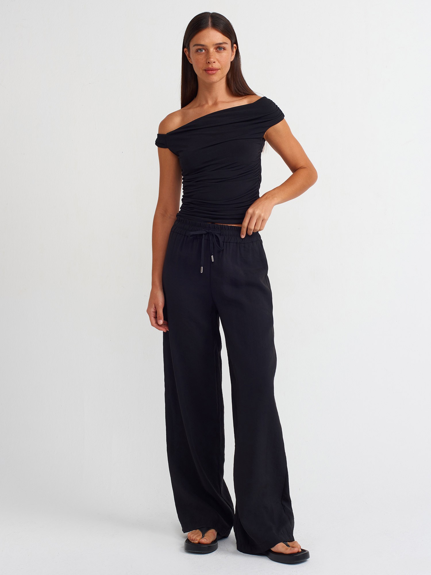 Elastic Waist Full Length Trousers