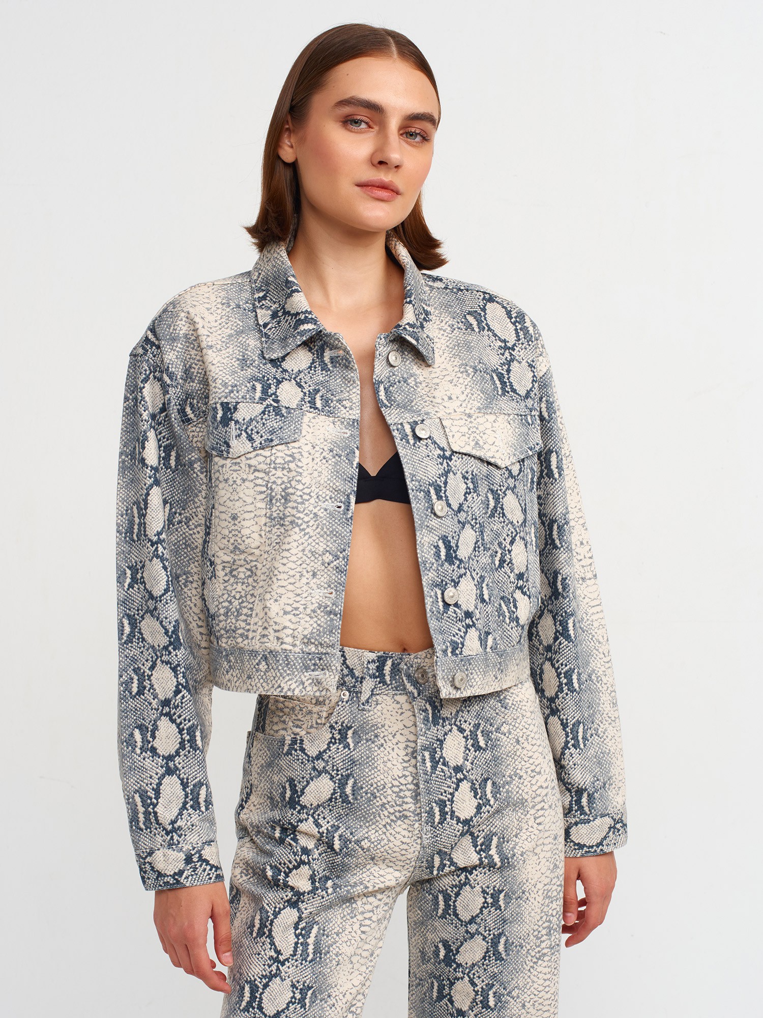 Snake Pattern Denim Jacket