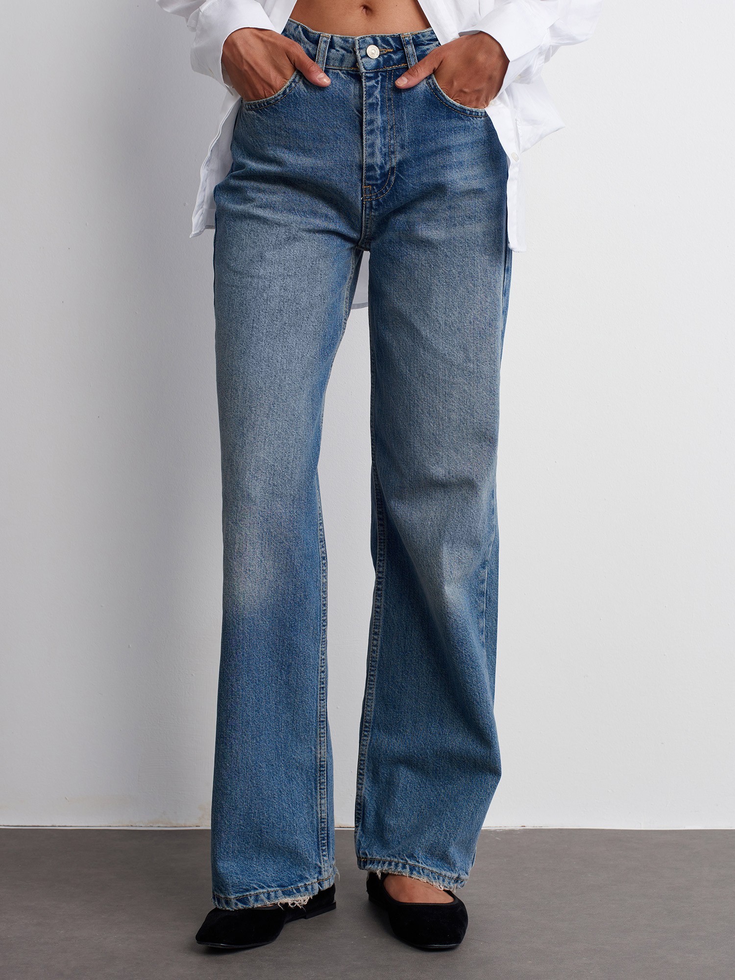 Wide Leg Denim Trousers