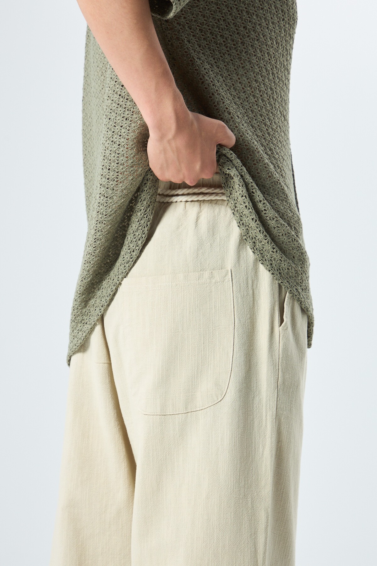 Belt Detailed Linen Trousers