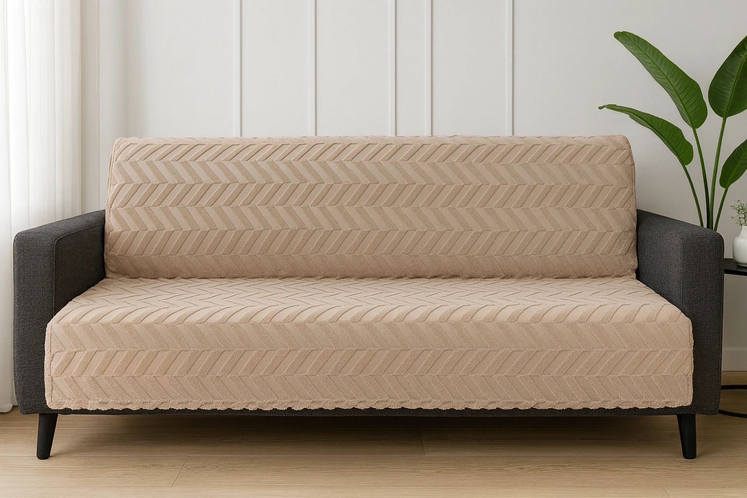 MİORA Welsoft Kaymaz Üçlü Koltuk Örtüsü 170x210 – 4 Renk | Yumuşak Dokulu, Süngerli Alt Taban - Koyu Vizon