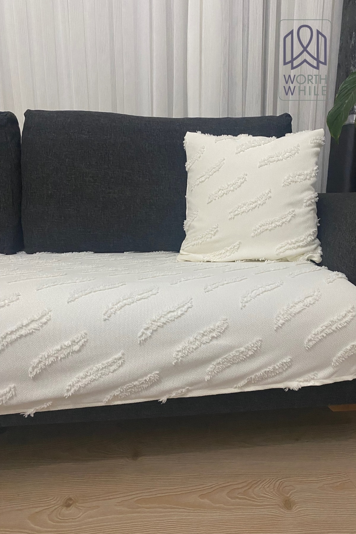 Ekru Şönil Koltuk Örtüsü, Koltuk Kılıfı 100x240 - Şık Ve Yumuşak Koltuk Koruyucu Örtü