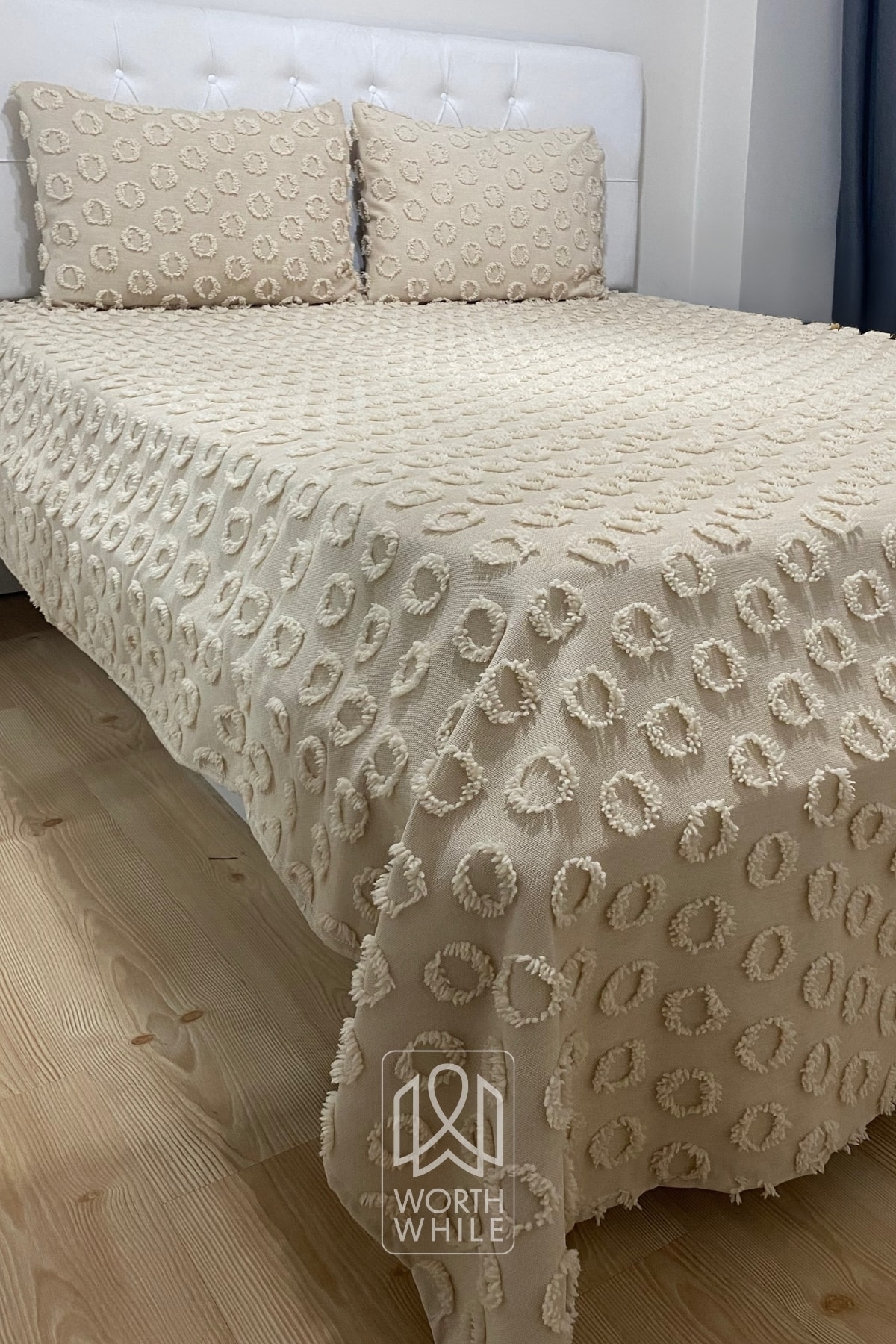 Cappuccino Ponponlu Şönil Yatak Örtüsü Modelleri Çift Kişilik 200 x 240 | Evinize Değer Katın