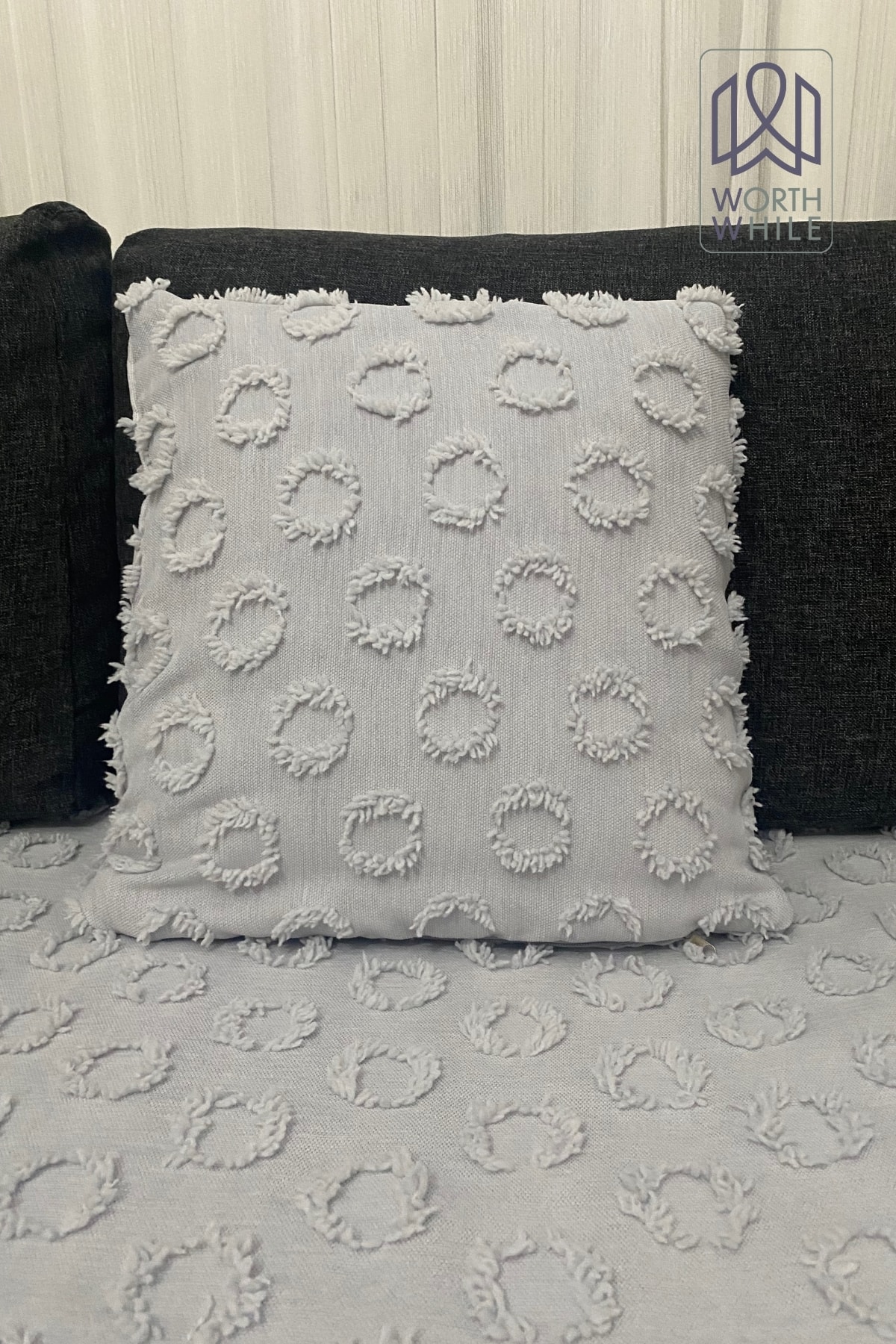 45x45 Cm Şönil Gri Çift Yüzlü Koltuk Kırlent Kılıfı – Modern Dekorasyonun
