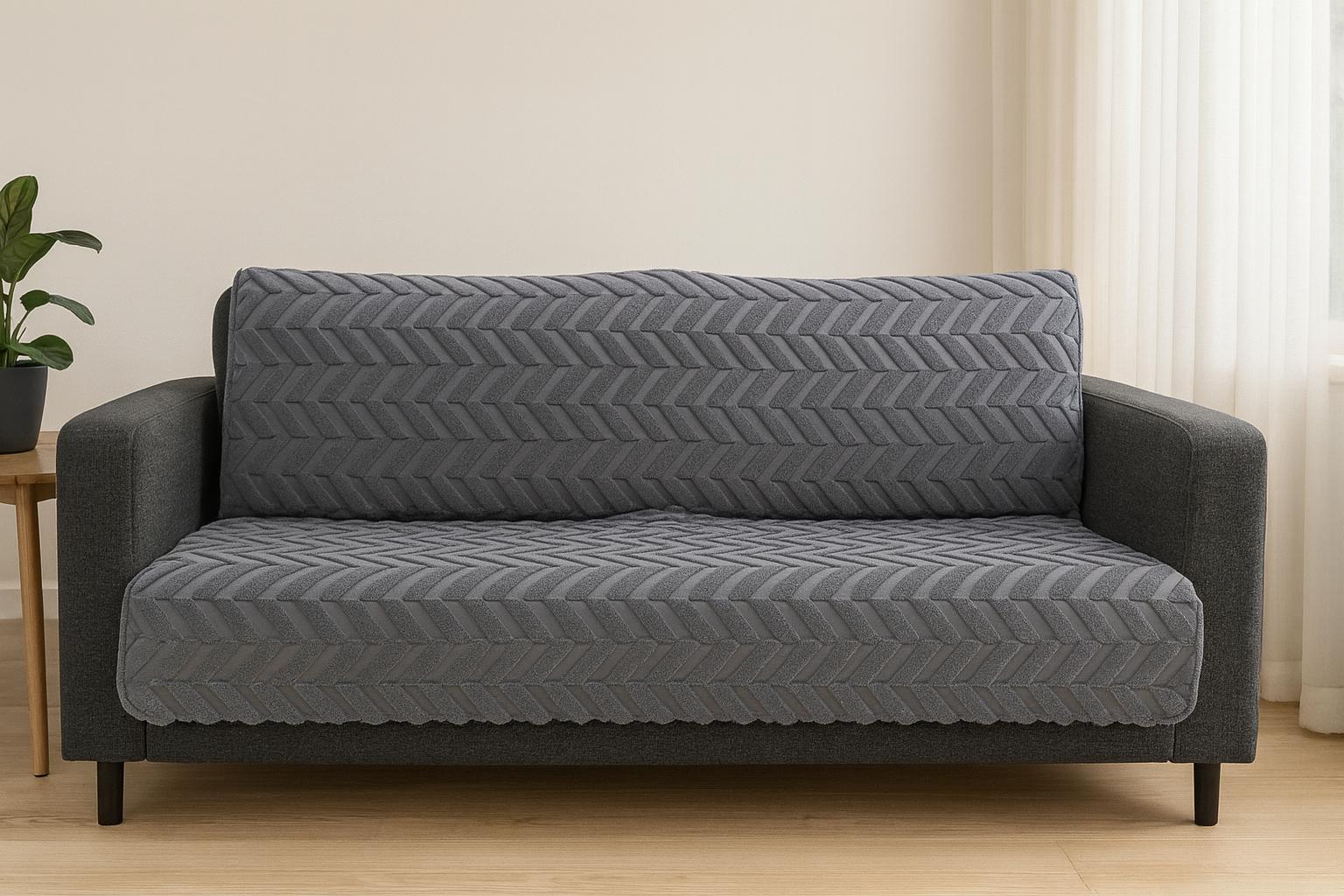 MİORA Welsoft Kaymaz Üçlü Koltuk Örtüsü 170x210 – 4 Renk | Yumuşak Dokulu, Süngerli Alt Taban - Koyu Antrasit