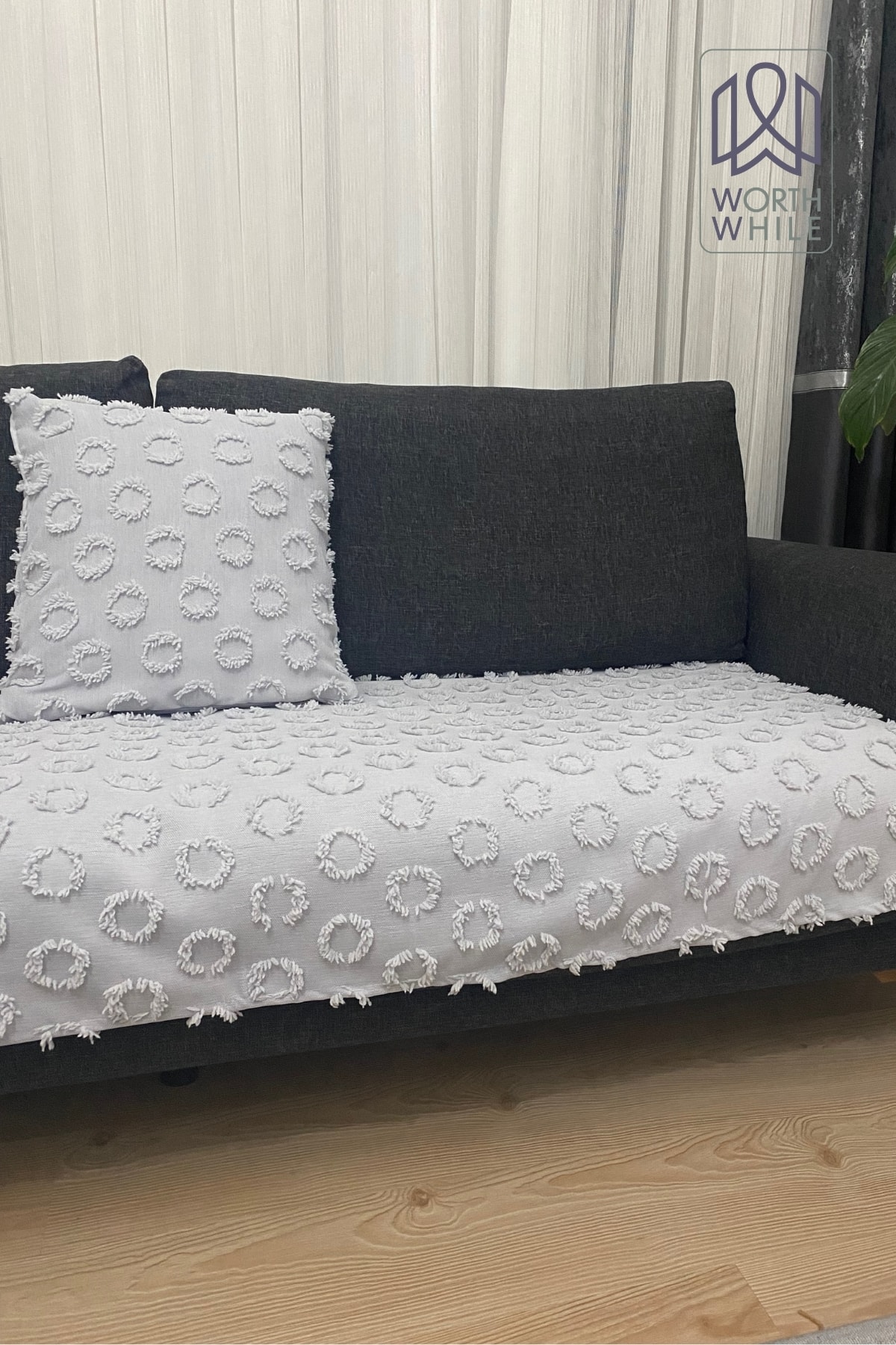 Gri Şönil Koltuk Örtüsü, Koltuk Kılıfı 100x240 - Şık ve Yumuşak Koltuk Koruyucu Örtü
