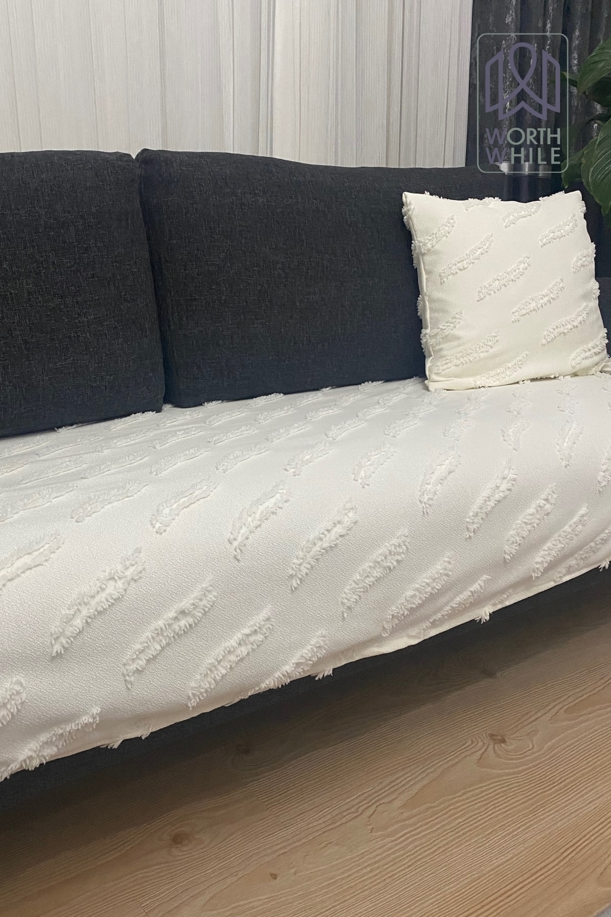 Ekru Şönil Koltuk Örtüsü, Koltuk Kılıfı 100x240 - Şık Ve Yumuşak Koltuk Koruyucu Örtü