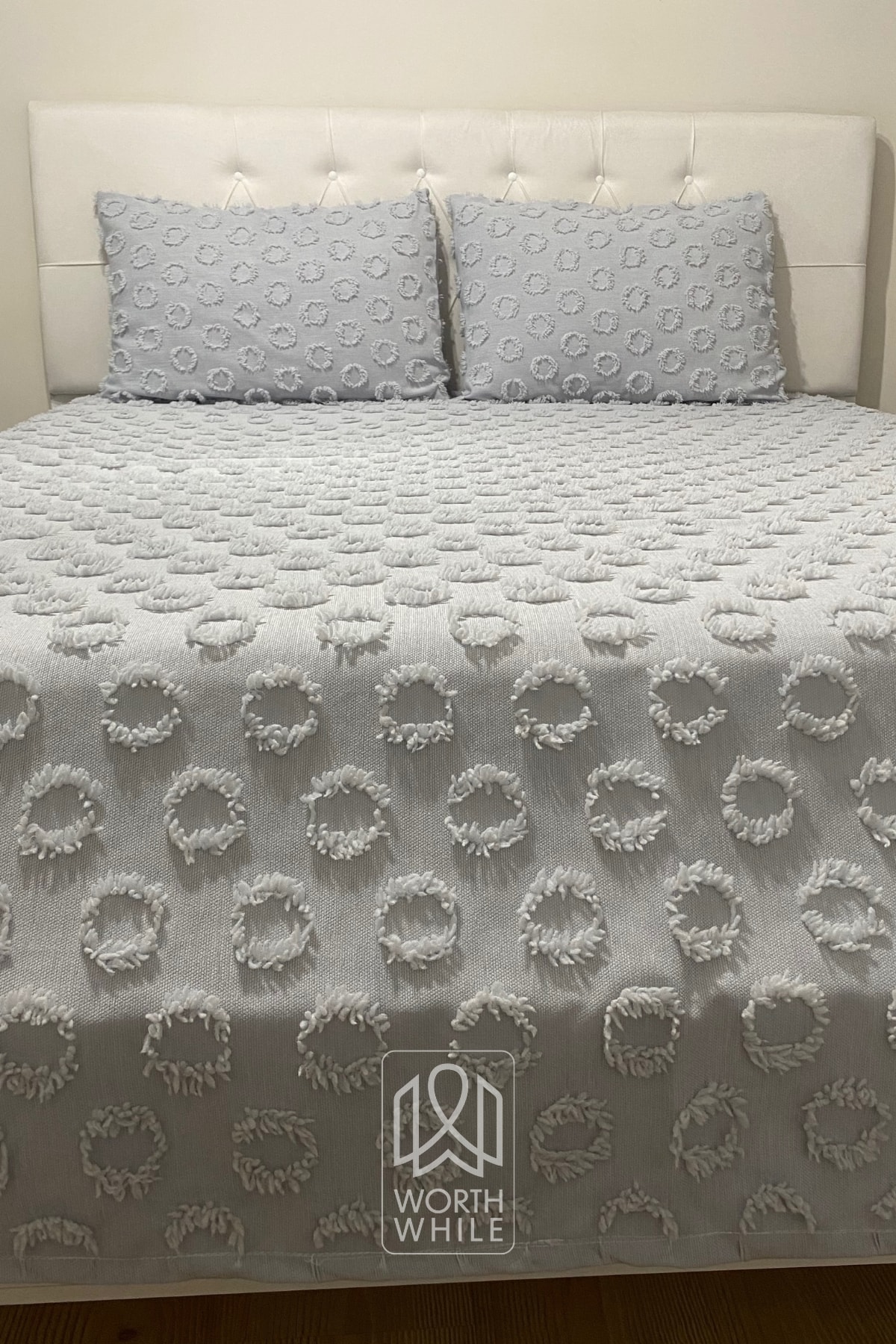 Nova Gri Ponponlu Şönil Yatak Örtüsü Modelleri Tek Kişilik 180 x 240 | Evinize Değer Katın