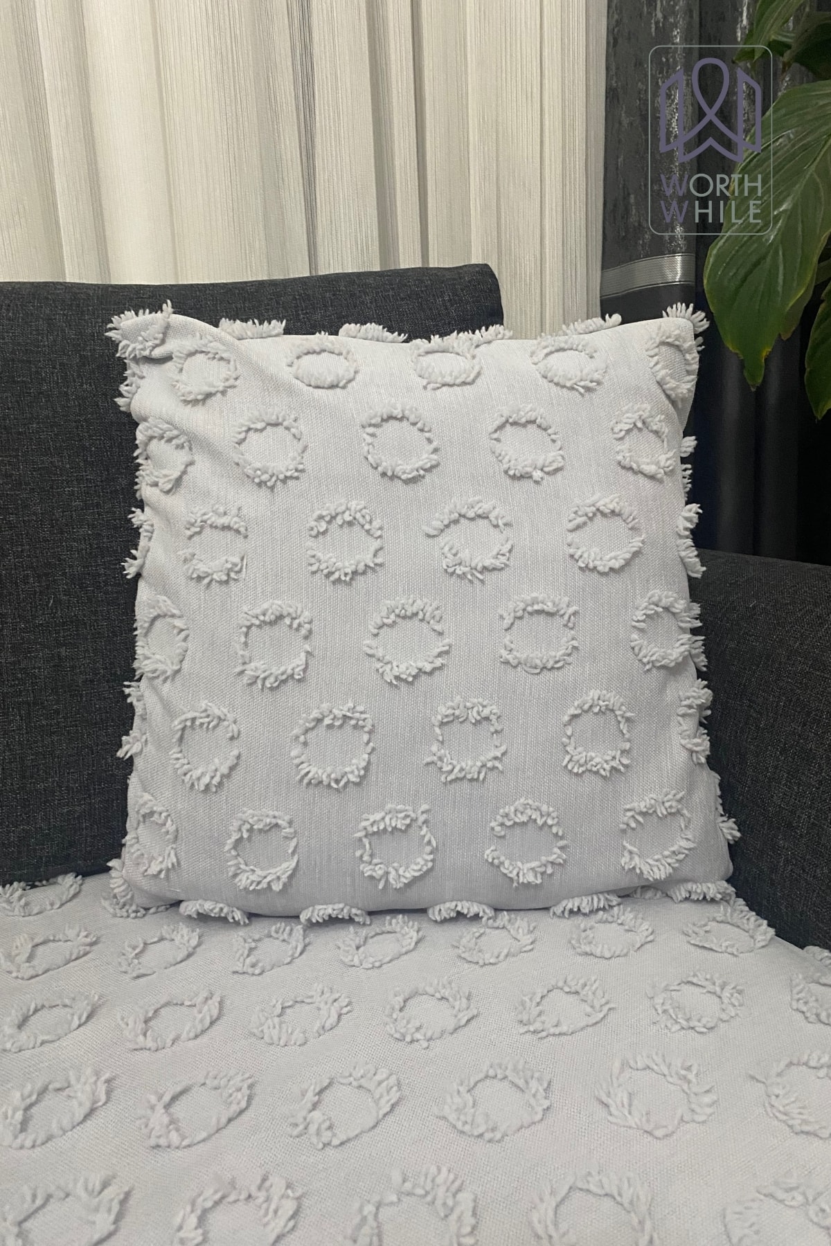 45x45 Cm Şönil Gri Çift Yüzlü Koltuk Kırlent Kılıfı – Modern Dekorasyonun