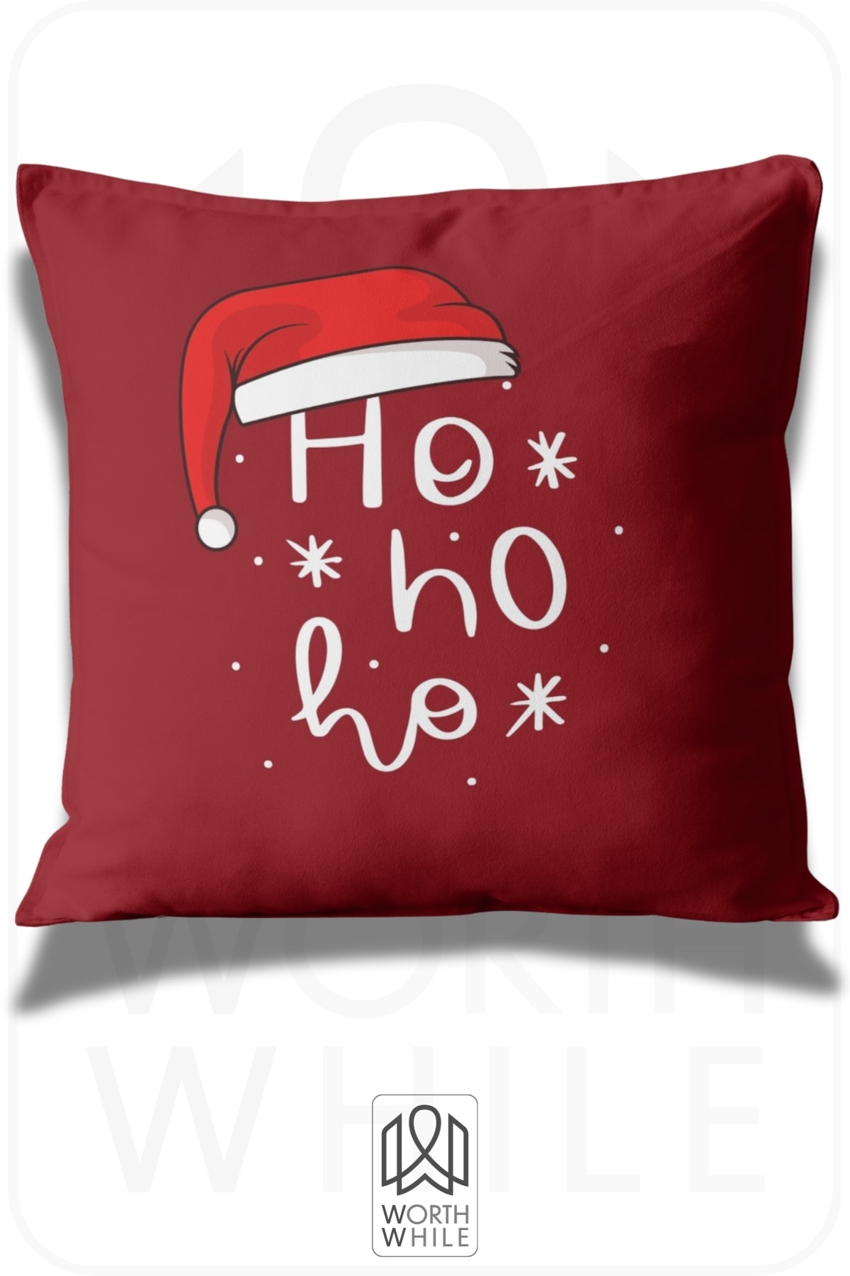Ho Ho Ho Desenli Yıl Başı Temalı Kırlent Yastık Kılıfı