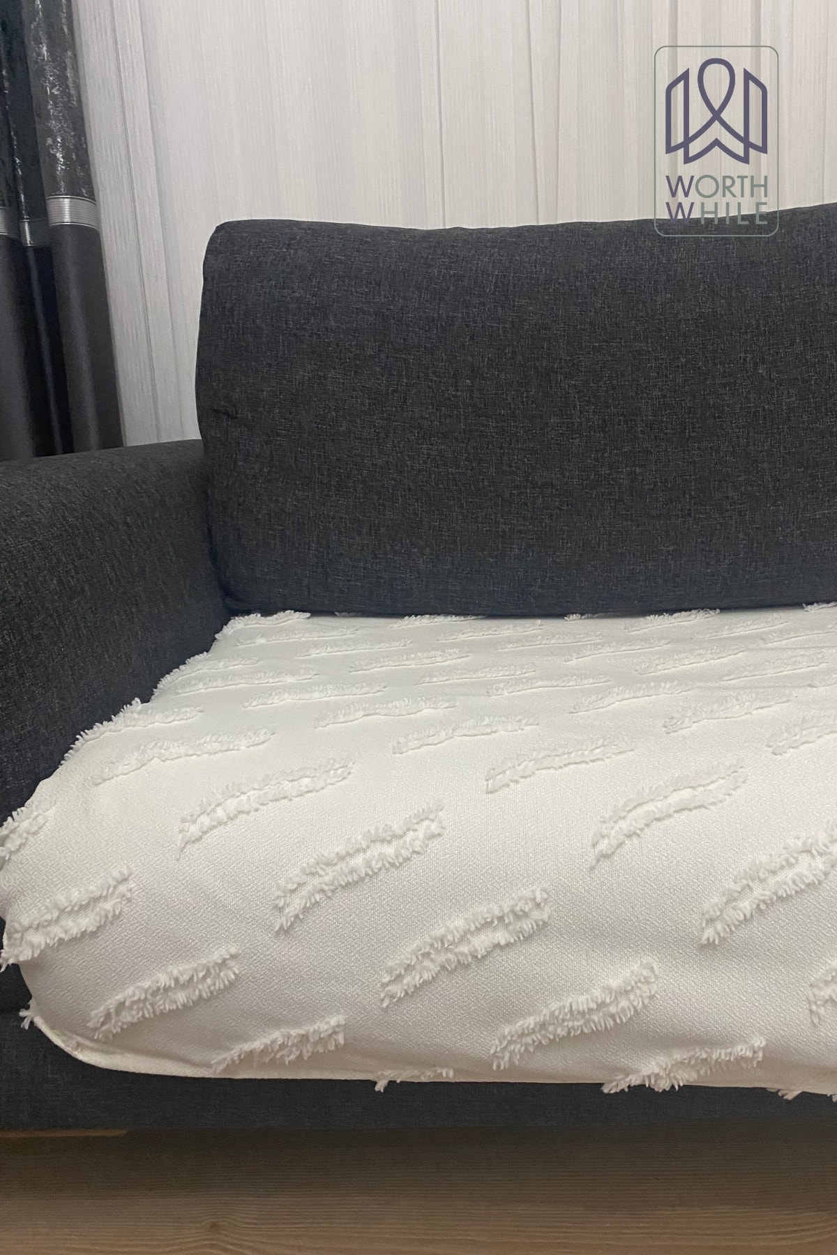 Ekru Şönil Koltuk Örtüsü, Koltuk Kılıfı 100x240 - Şık Ve Yumuşak Koltuk Koruyucu Örtü