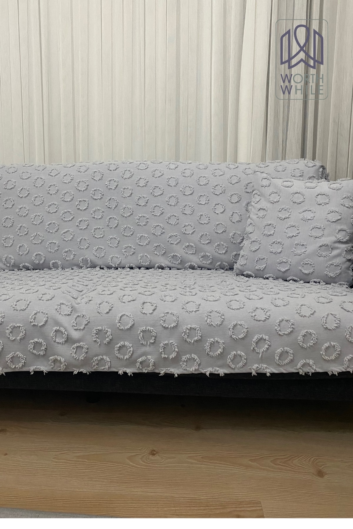 Gri Şönil Koltuk Örtüsü, Koltuk Kılıfı 200x240 - Şık ve Yumuşak Koltuk Koruyucu Örtü