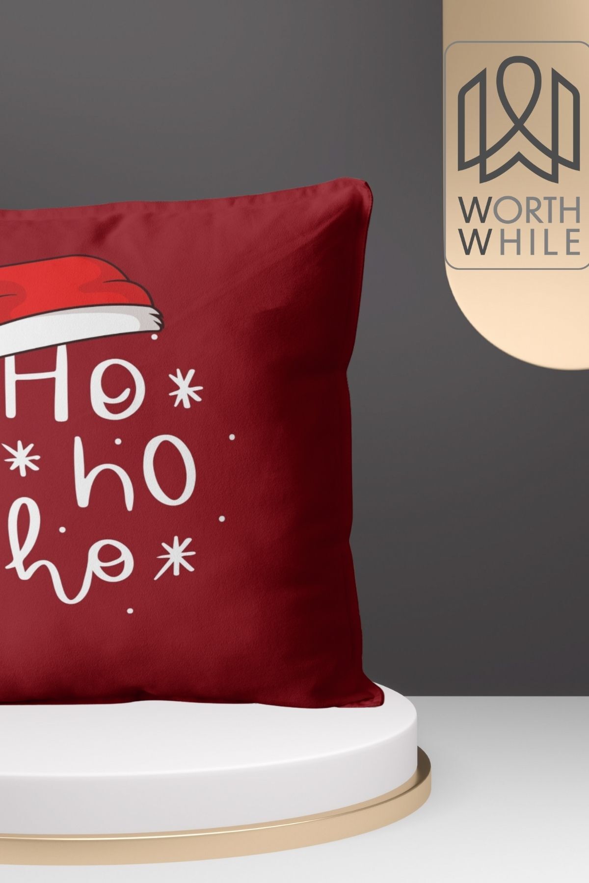 Ho Ho Ho Desenli Yıl Başı Temalı Kırlent Yastık Kılıfı