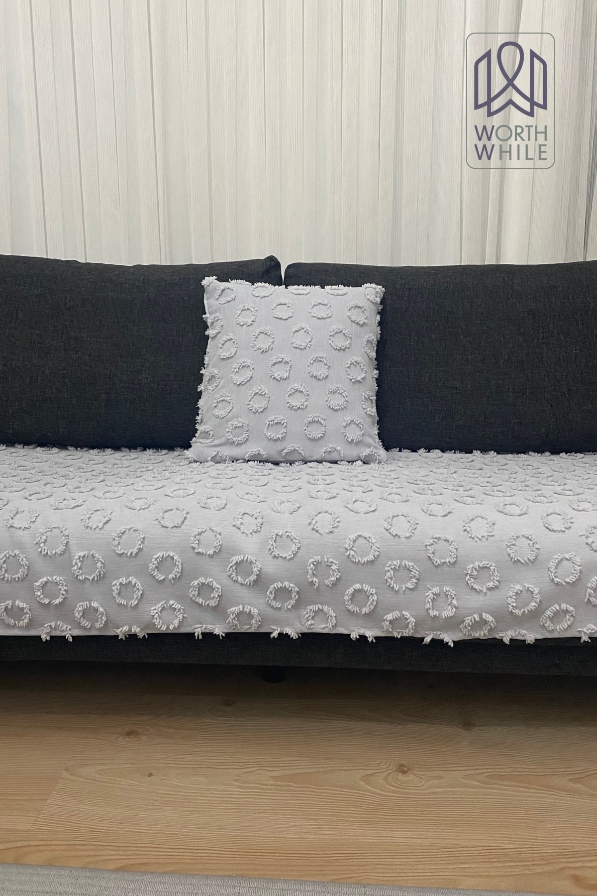 45x45 Cm Şönil Gri Çift Yüzlü Koltuk Kırlent Kılıfı – Modern Dekorasyonun