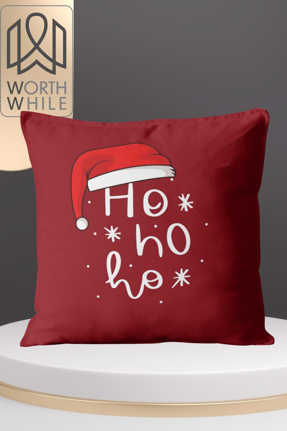 Ho Ho Ho Desenli Yıl Başı Temalı Kırlent Yastık Kılıfı