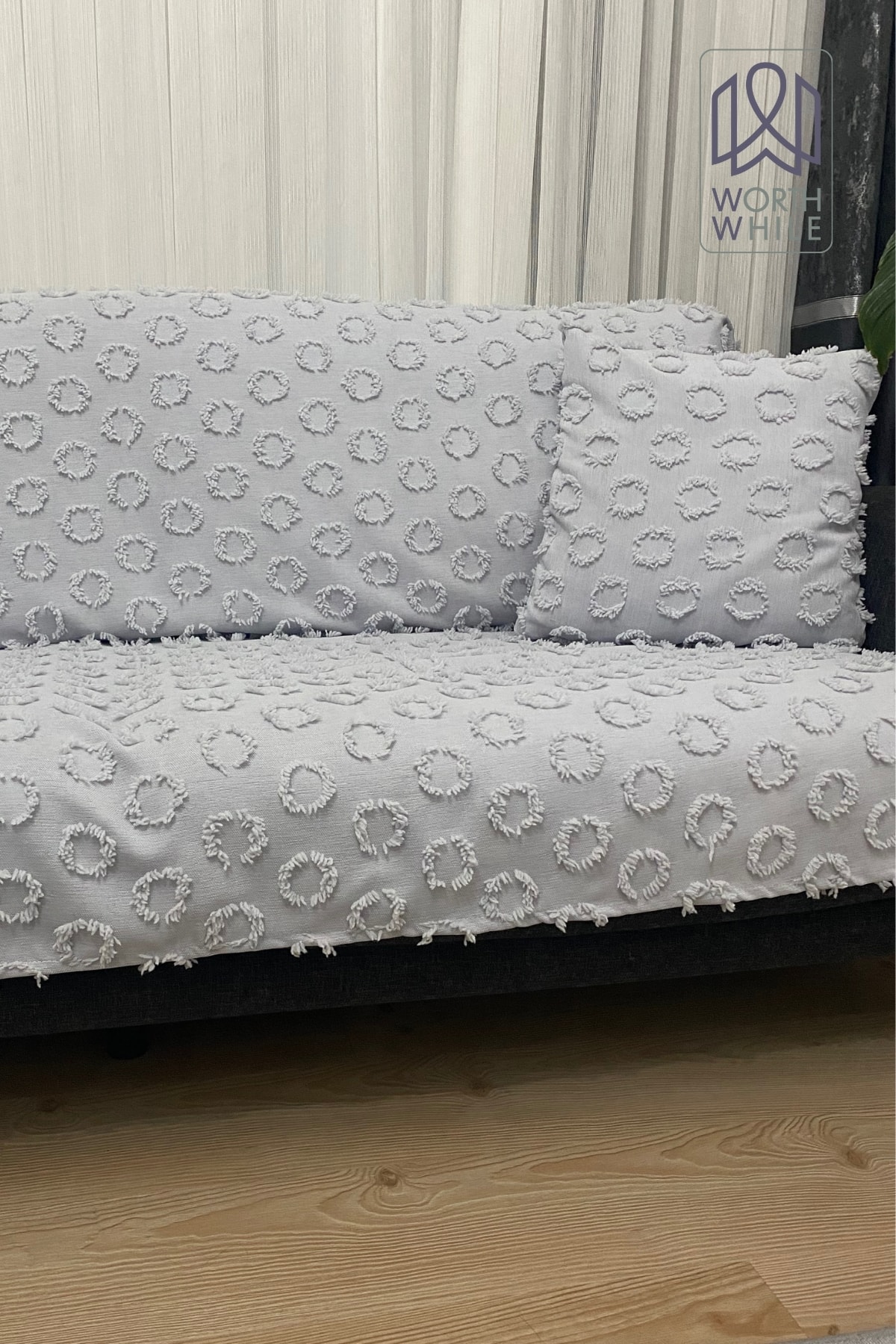 Gri Şönil Koltuk Örtüsü, Koltuk Kılıfı 200x240 - Şık ve Yumuşak Koltuk Koruyucu Örtü