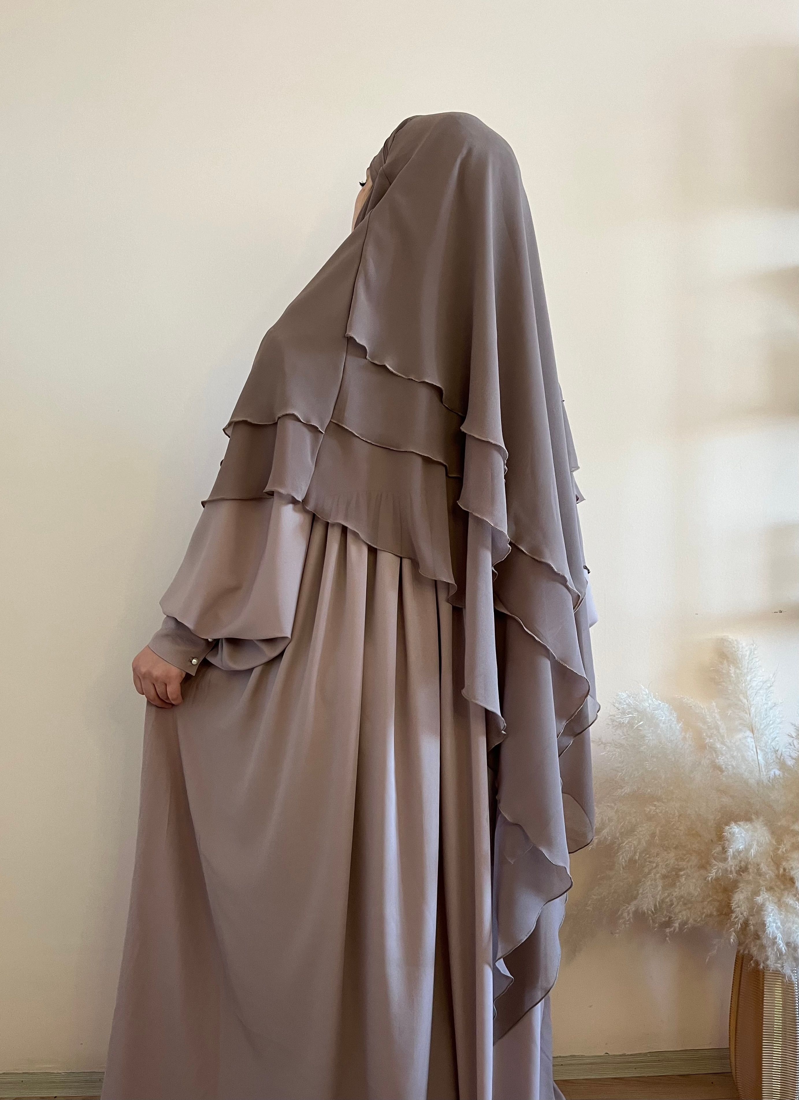 Bej Şah Abaya & Vizon Uzun Khimar