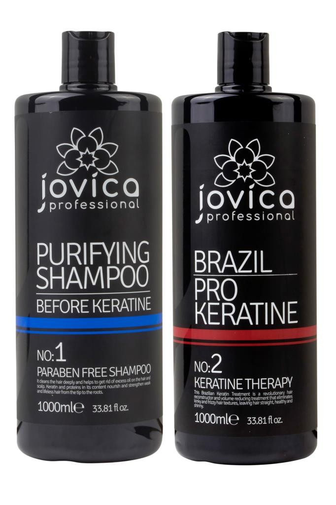 Jovica 2'li Keratin Seti Saç Düzleştirici Brezilya Fönü Keratini ve Şampuanı 1000ml