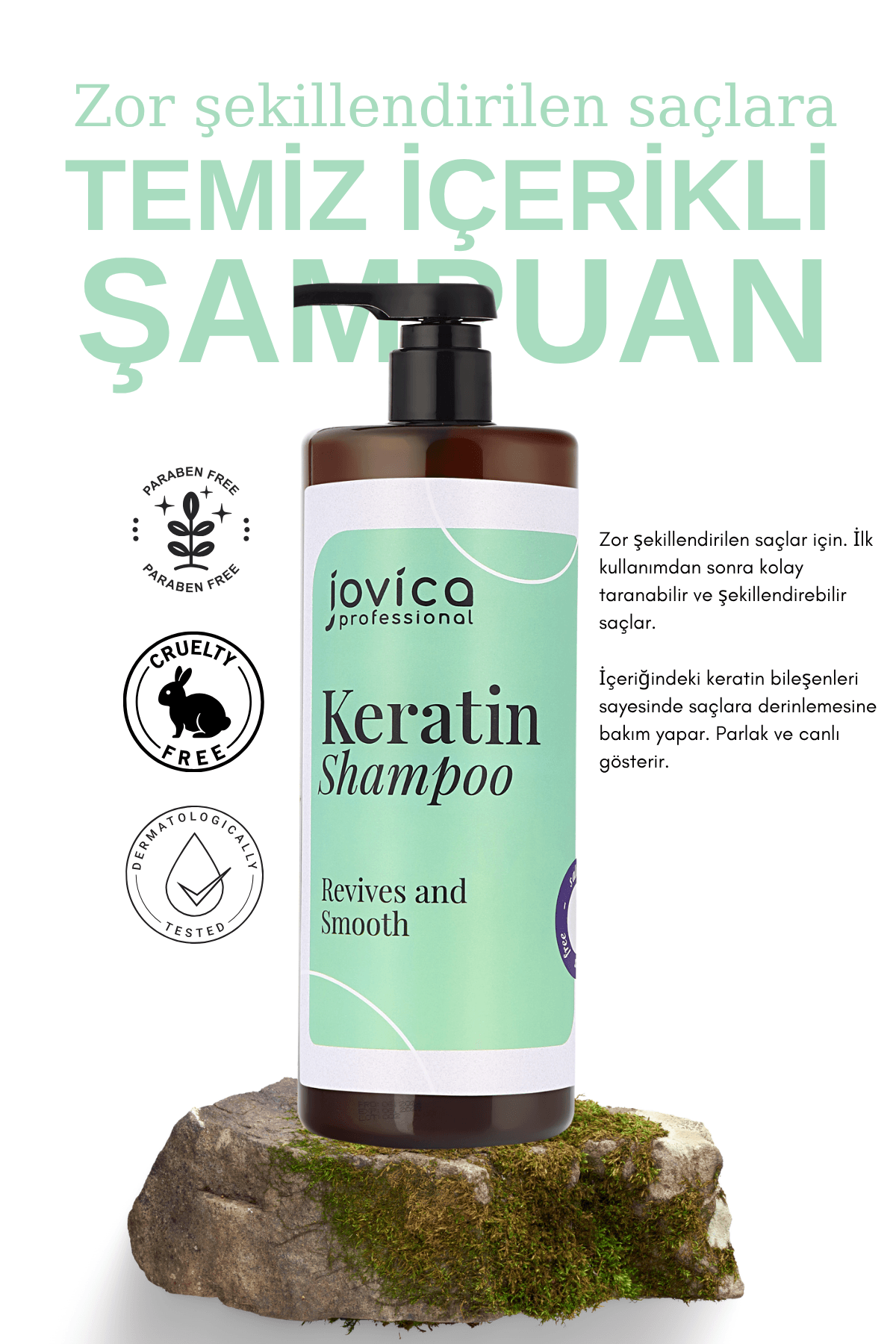 Jovica Düzleştirilmiş Saçlar İçin Tuzsuz Parabensiz Şampuan 1000 ML