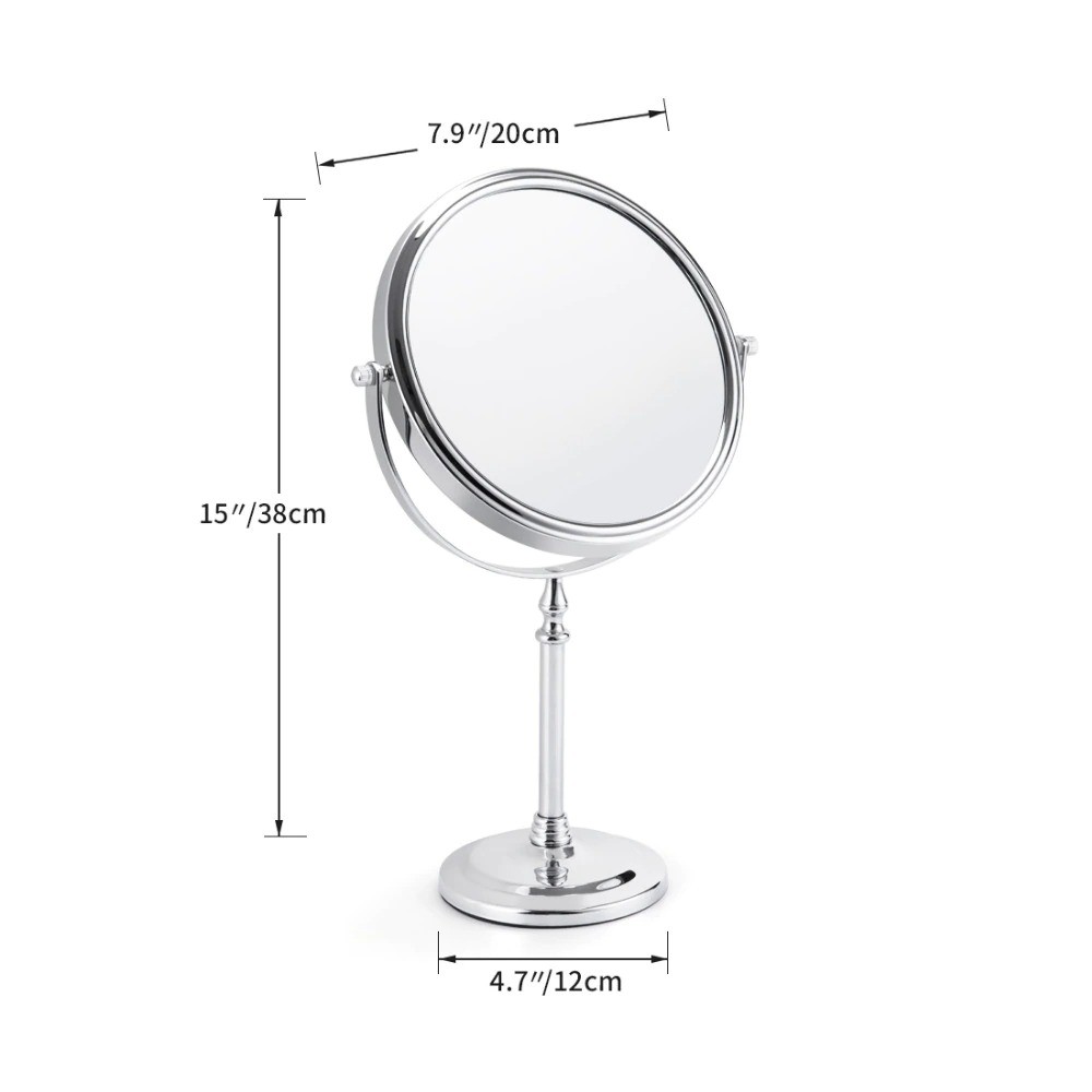 Gesh M-122L 5x Büyüteçli Çift Taraflı Ayaklı Ayna Masaüstü Makyaj Aynası Metal