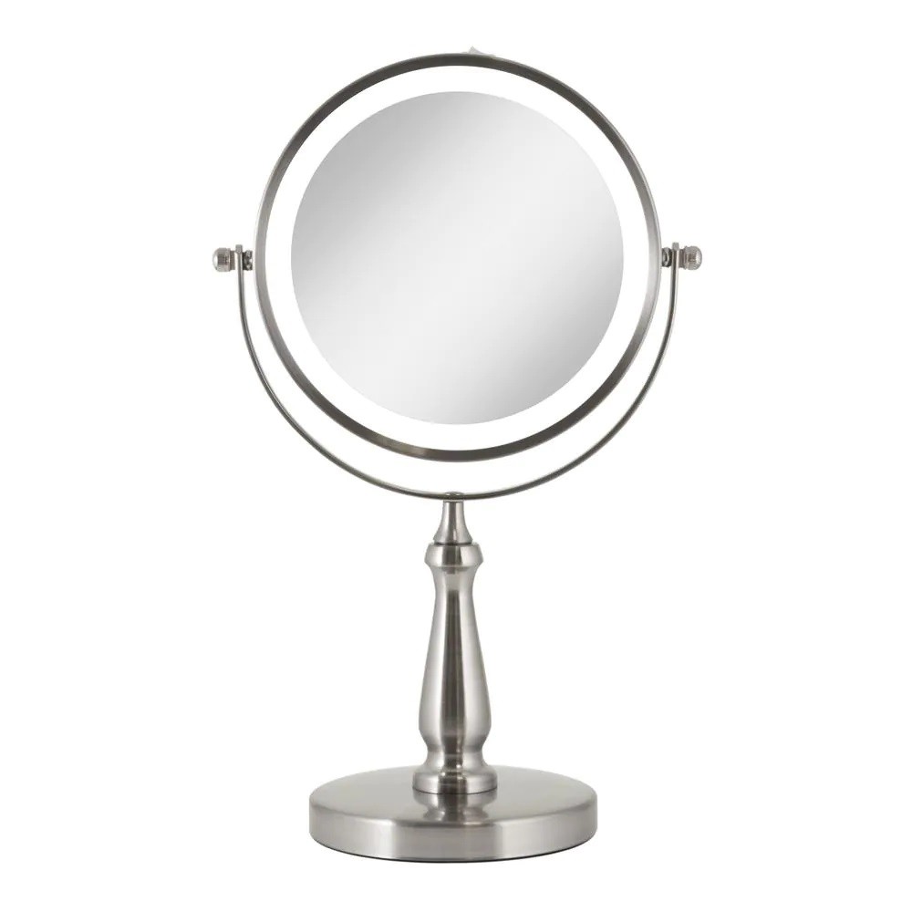 Gesh 905 5x Ledli Büyüteçli Çift Taraflı Ayaklı Led Işıklı Ayna Masaüstü Makyaj Aynası Metal Şık