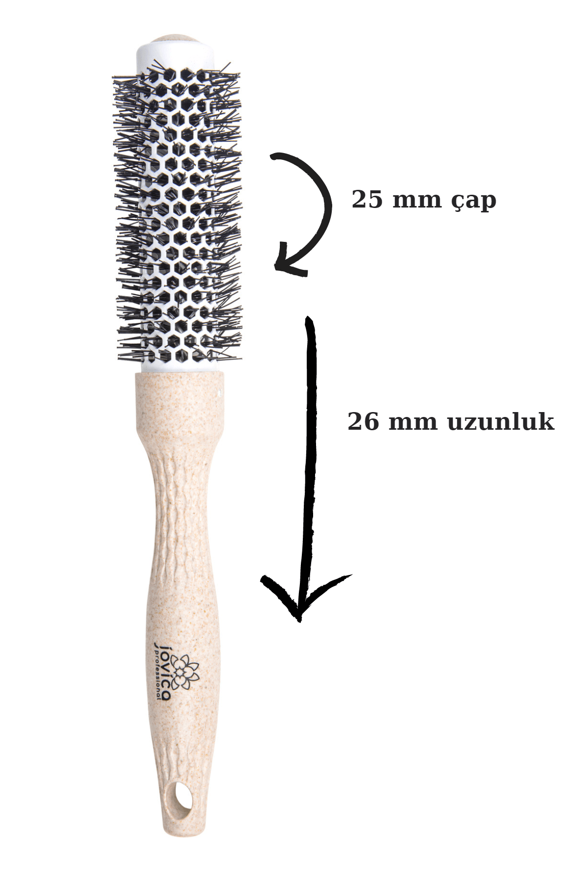 Jovica Doğal Seramik Termal Kırık Fön Fırçası  - 25 mm