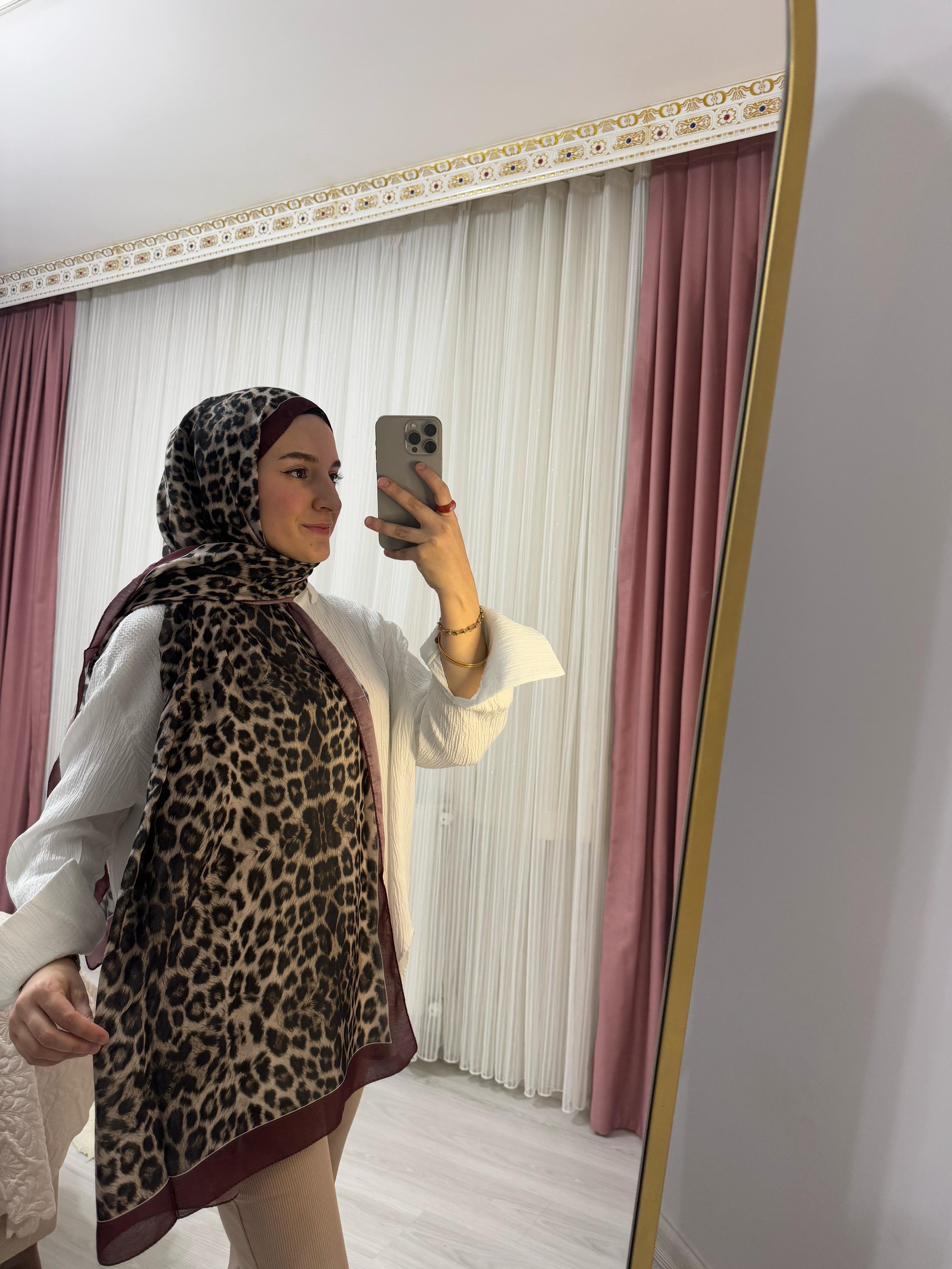 Leopar Desen Şal
